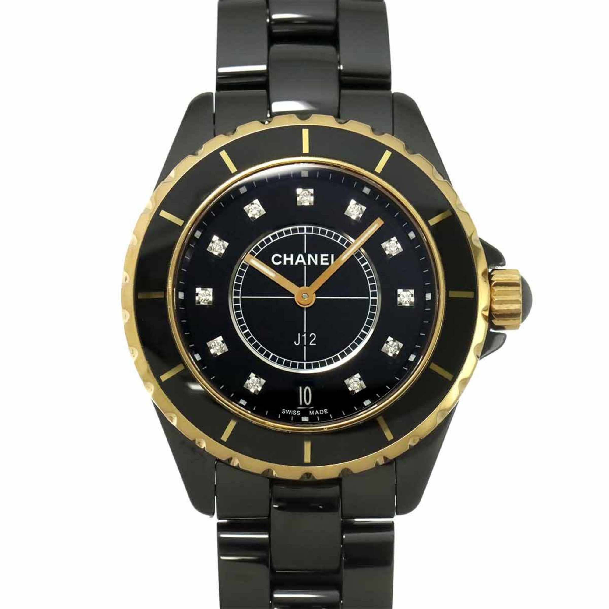 Other CHANEL J12 38mm H2544 Men's Watch with 11 Diamonds, Date Display, Black Ceramic, 18K Pink Gold Quartz Movement Size ONE SIZE - 1 Thumbnail