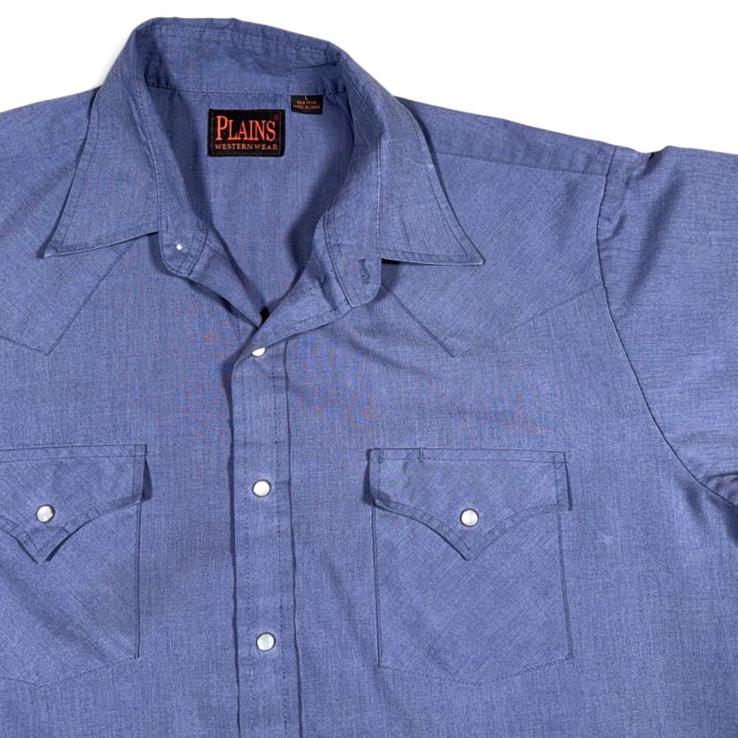 Vintage VINTAGE Plains Western Shirt Adult LARGE Blue Pearl Snap Cowboy 90s Shirt Mens Size US L / EU 52-54 / 3 - 2 Thumbnail