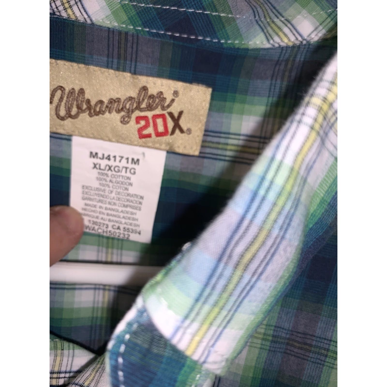Wrangler Wrangler Shirt Mens XL Western Green Checks Short Sleeve Button-Up Pockets Cowboys Casual Workwear Size US XL / EU 56 / 4 - 2 Thumbnail