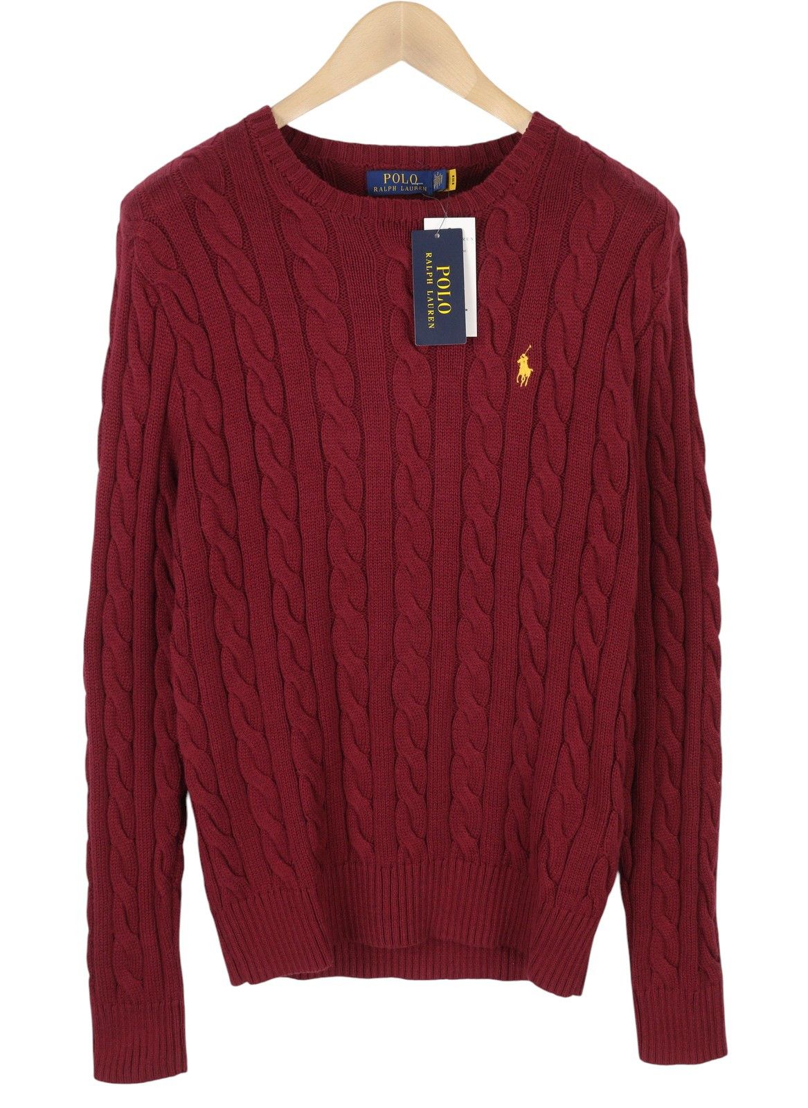 Ralph Lauren RED L Burgundy Cable Knit Pullover Jumper 86919 Size US L / EU 52-54 / 3 - 2 Thumbnail