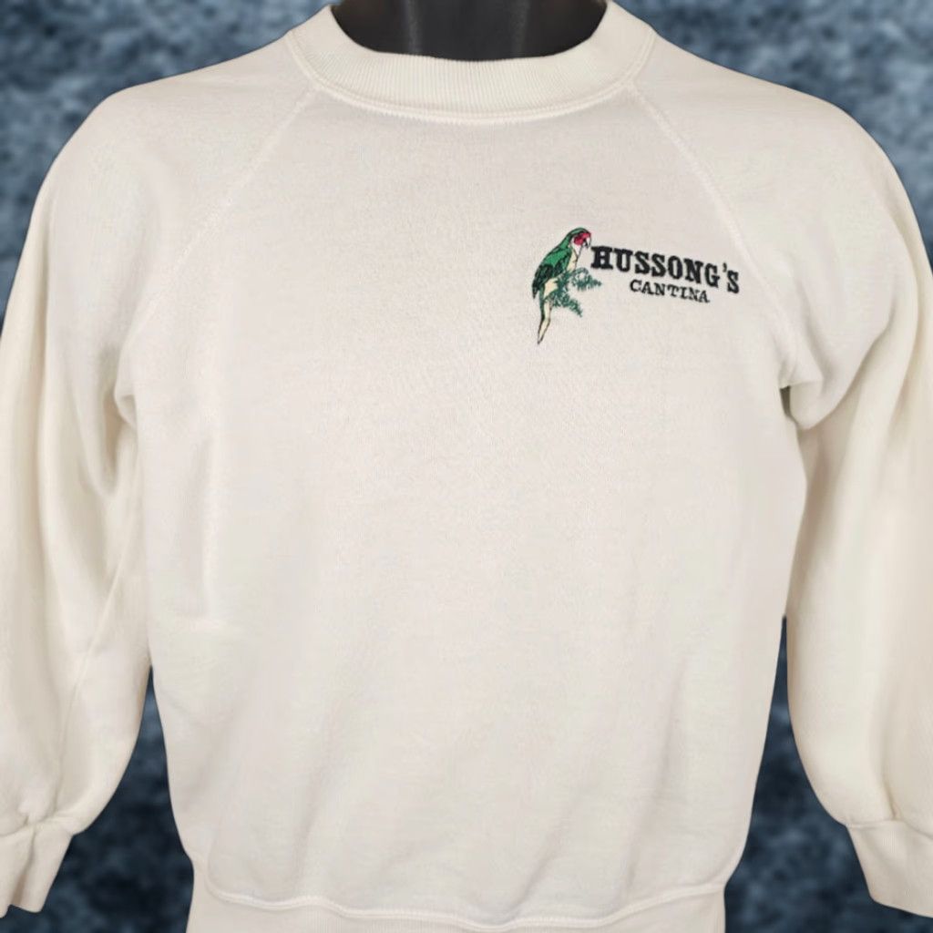 Vintage VINTAGE Hussongs Cantina Sweatshirt Mens Size XS White 80s Made In USA Size US XS / EU 42 / 0 - 1 Thumbnail