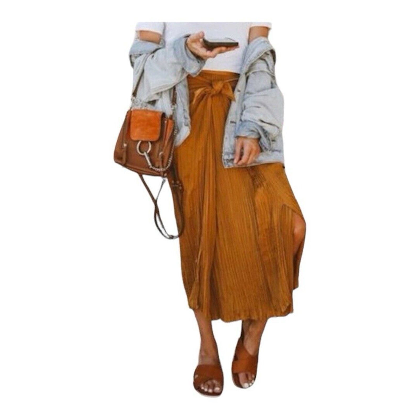 Vince Vince Pleated Plisse Midi Skirt Size 34" / US 12 / IT 48 - 2 Thumbnail