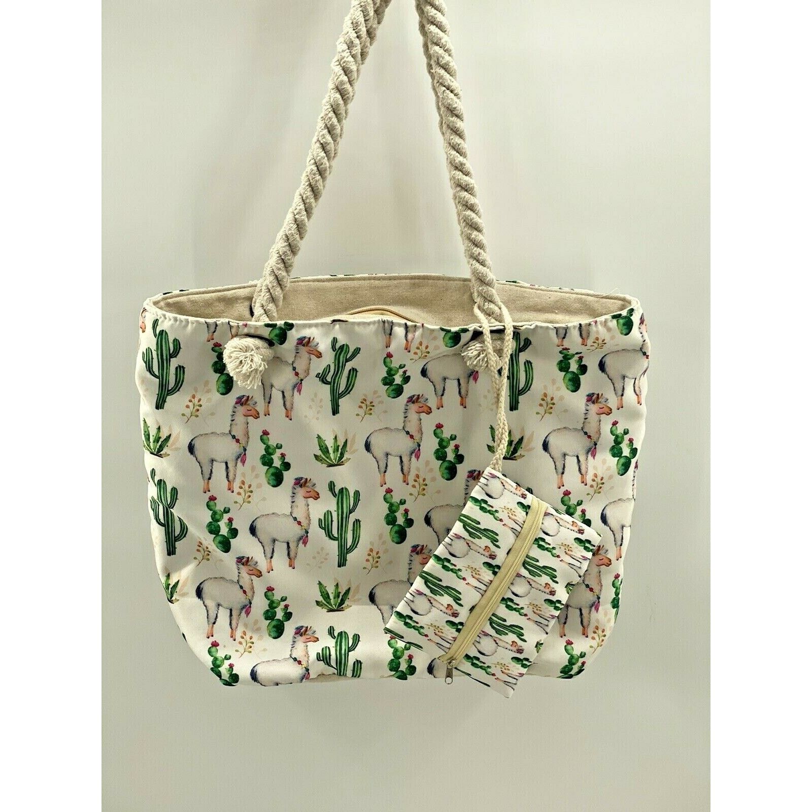 The Unbranded Brand Llama Cactus Beach Shoulder Tote Bag travel Shopping Purse Size ONE SIZE - 9 Thumbnail