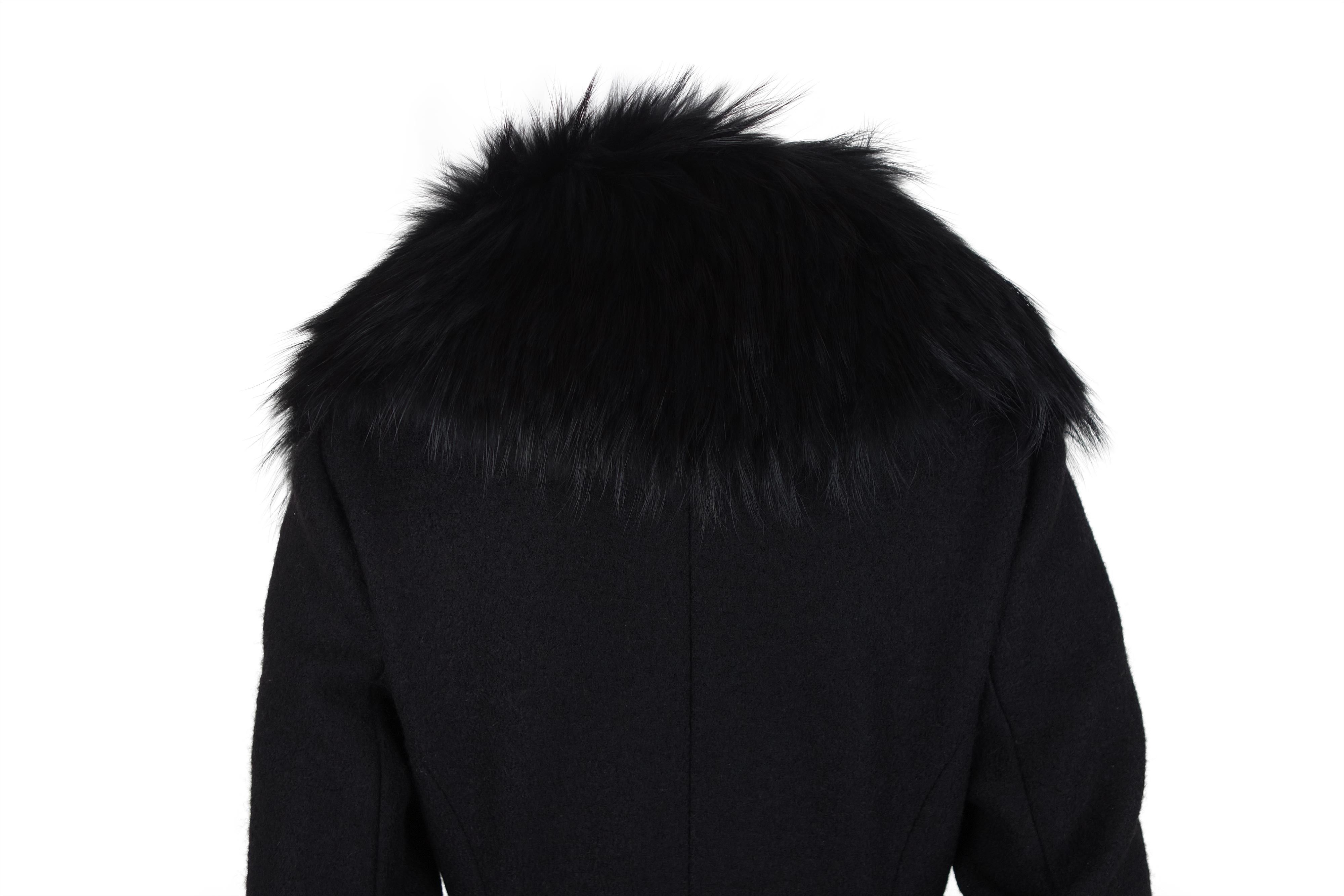 plein sud Plein Sud Wool Coat Fur Collar Long Jacket Faycal Amor US 4 Size XS / US 0-2 / IT 36-38 - 6 Thumbnail