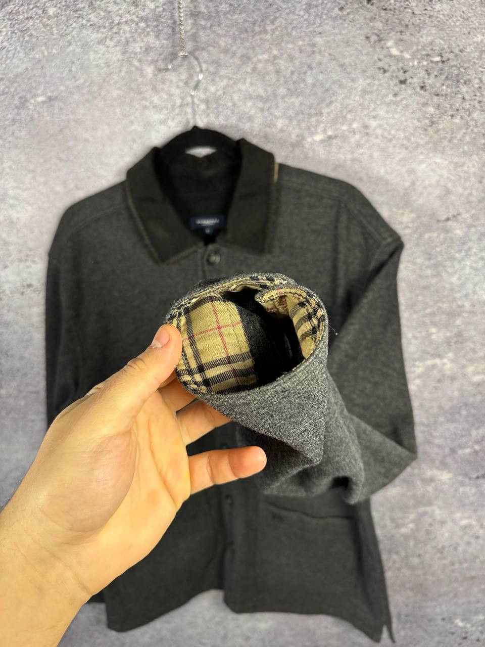 Burberry × Vintage BURBERRY Jacket Men's Lambswool Flannel Unlined Overshirt Size US L / EU 52-54 / 3 - 7 Thumbnail