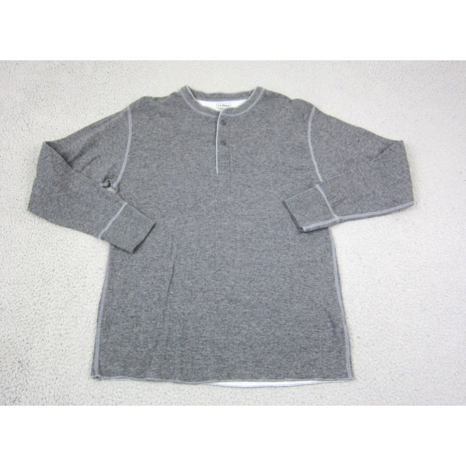 Vintage LL Bean Shirt Mens L Gray Two Layer River Drivers Henley Wool Cotton Regular Long Sleeve Thermal Pattern Solid 90s Outdoor Mens Size US L / EU 52-54 / 3 - 2 Thumbnail
