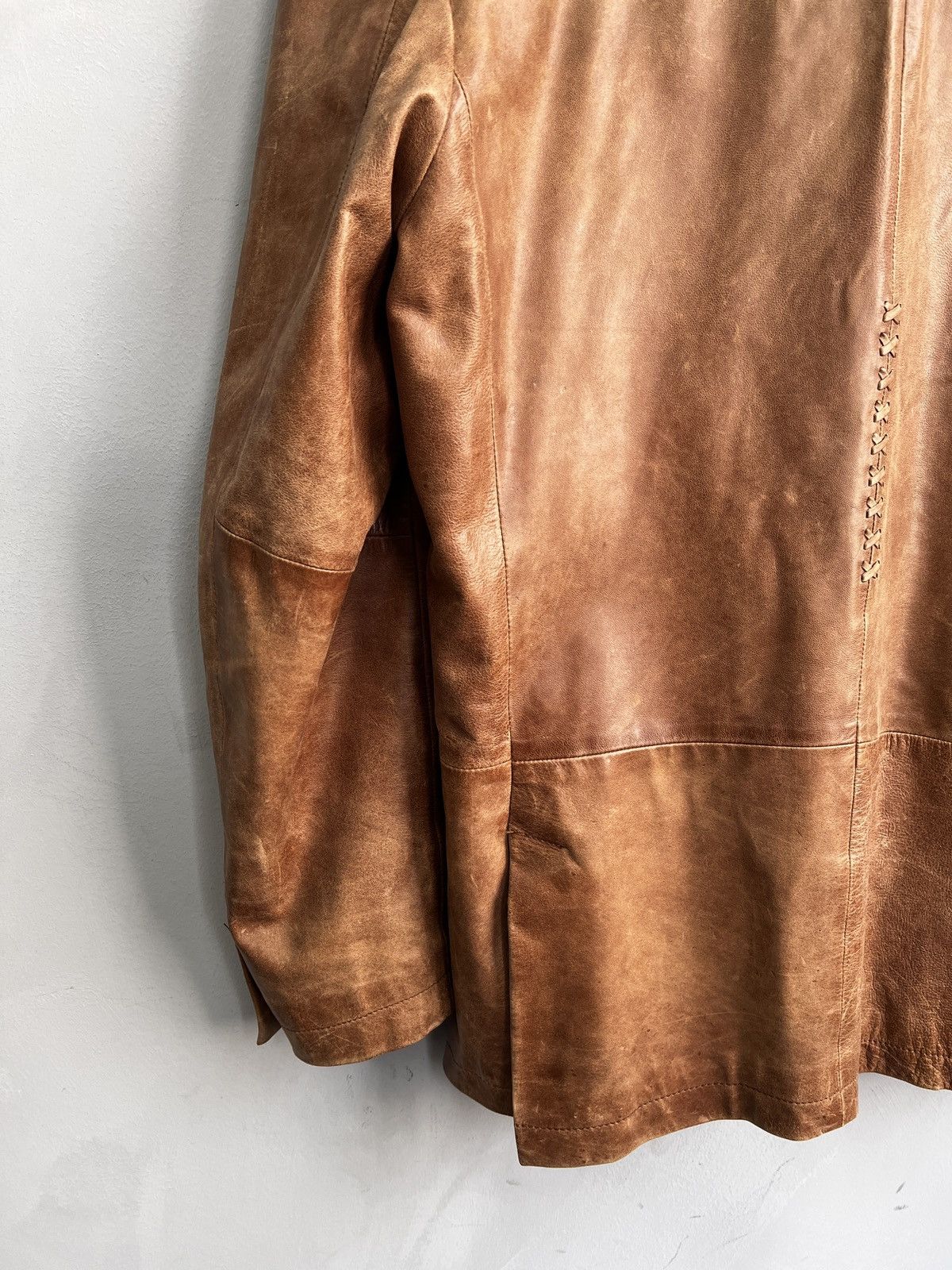 14th Addiction STITCHING AVANT GARDE DISTRESSED LEATHER BLAZER JACKET Size US M / EU 48-50 / 2 - 16 Thumbnail