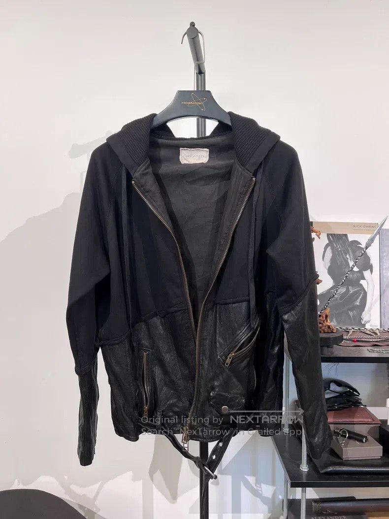 Greg Lauren Greg Lauren Cowhide Patchwork Hooded Sweatshirt Jacket Size US XL / EU 56 / 4 - 1 Thumbnail