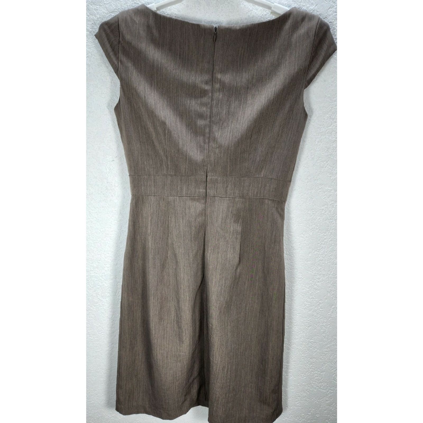 Vintage Sandra Darren Grayish Brown Sleeveless Dress Short A-Line Mini Round Neck 6 Knot Bow Ruffle Women's, M Size M / US 6-8 / IT 42-44 - 5 Thumbnail