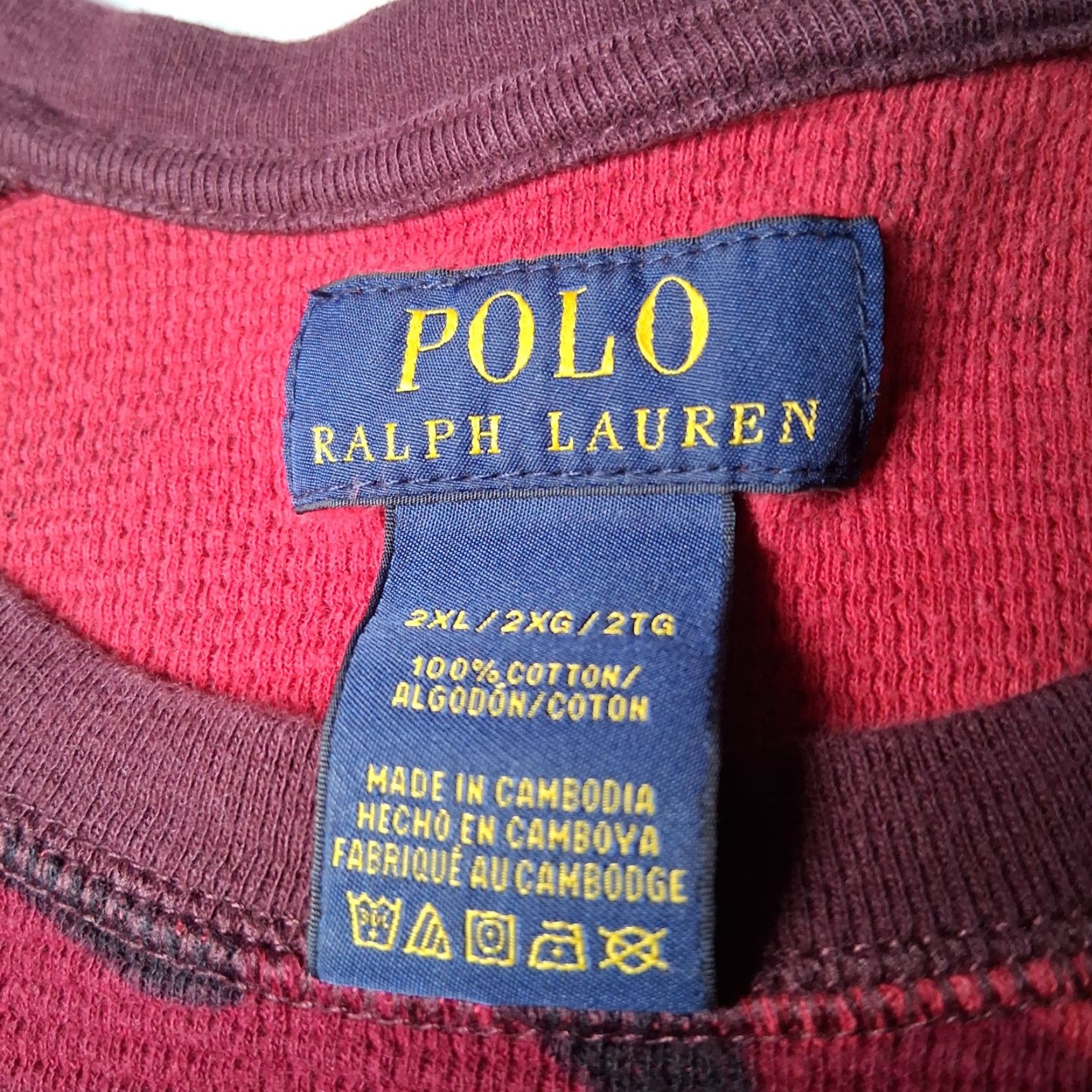 Polo Ralph Lauren VINTAGE Polo Ralph Lauren Thermal Shirt Men 2XL Maroon Red Camouflage Raglan Size US XXL / EU 58 / 5 - 7 Thumbnail