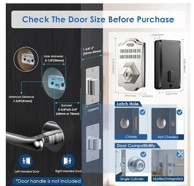 NBDN Nobrandedon Keyless Entry Door Lock Deadbolt Keypad 2 KeysAutoLock Size ONE SIZE - 7 Thumbnail