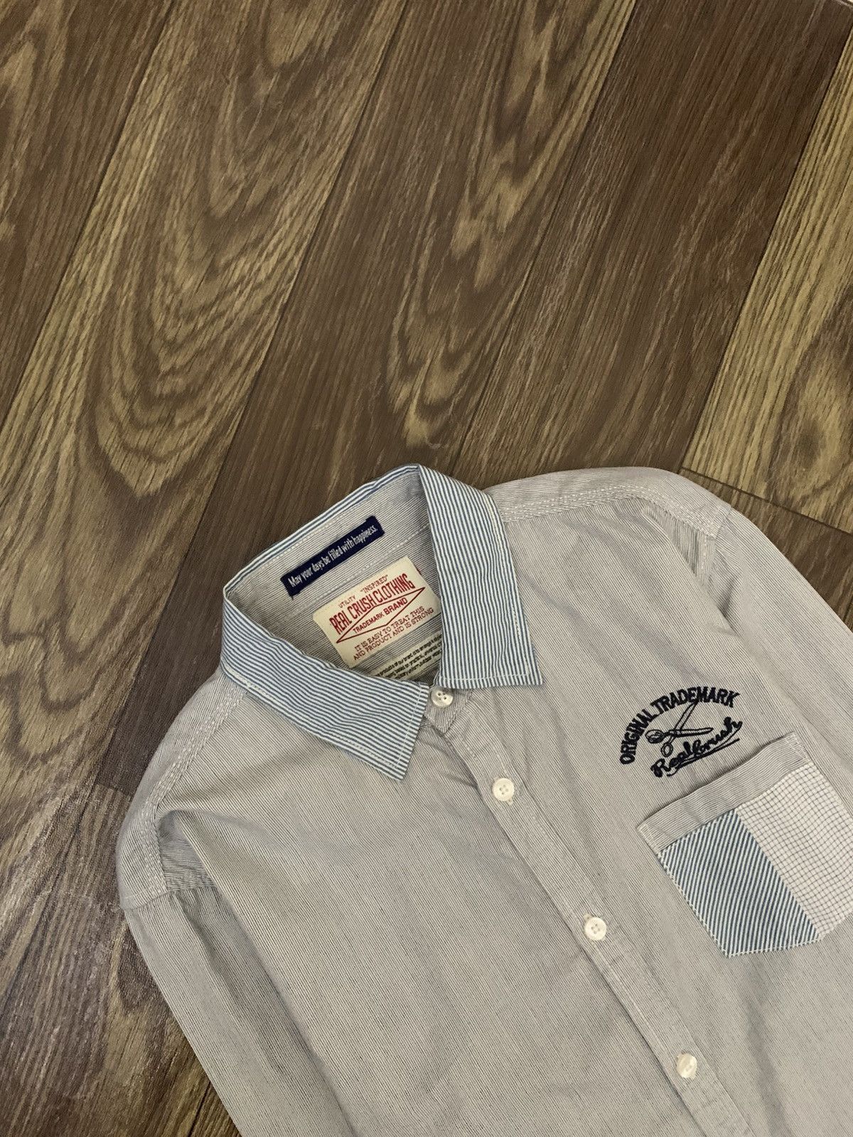 Japanese Brand Mens Shirt REAL CRUSH CLOTHING Cotton Stripe Short Sleeve Size US L / EU 52-54 / 3 - 3 Thumbnail