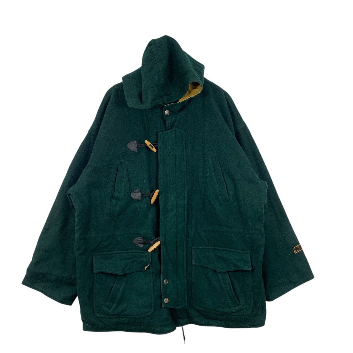 Vintage Vintage BOAT WORKS Green Quilted Duffle Coat Heavy Jacket Size US XL / EU 56 / 4 - 4 Thumbnail