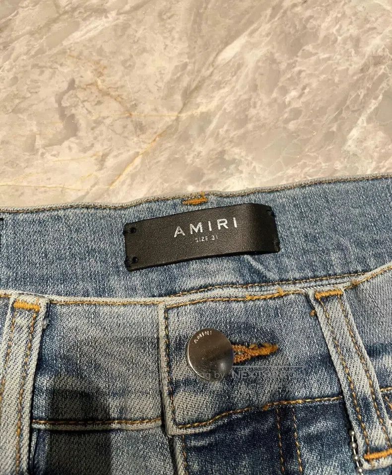 Amiri Amiri Classic Red Plaid Flower Colorful Patchwork Blue Bul Size US 31 - 2 Thumbnail