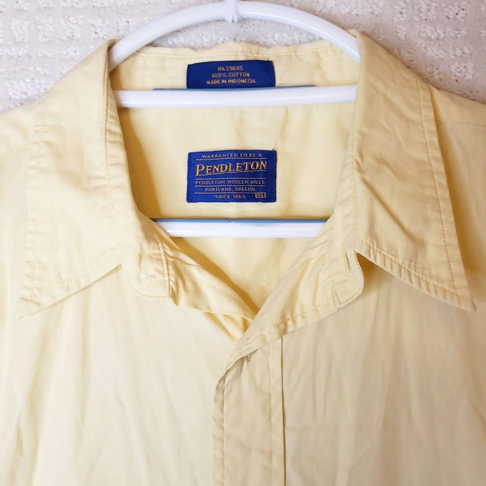 Pendleton Pendleton Shirt Men's XL Yellow Short Sleeve Button-Up 100% Cotton Chambray Fashionable Casual Business Classic Vintage-None Size US XL / EU 56 / 4 - 6 Thumbnail