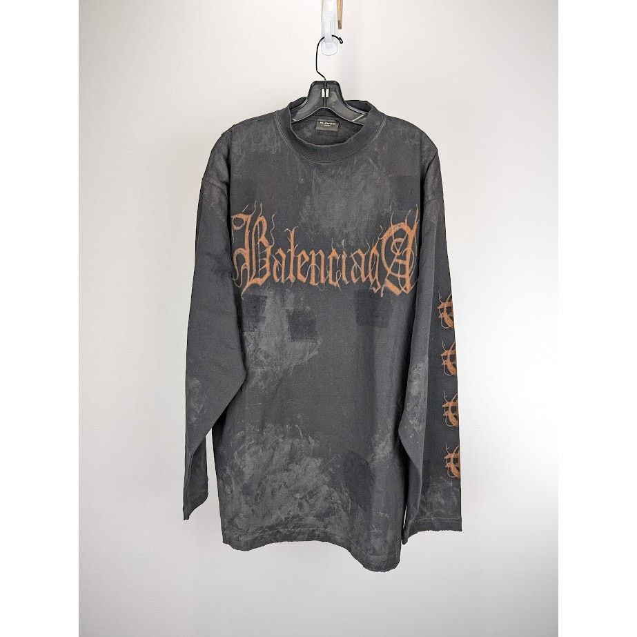 Balenciaga o1rshd1 Long Sleeve T-Shirt in Nero Size US M / EU 48-50 / 2 - 1 Thumbnail