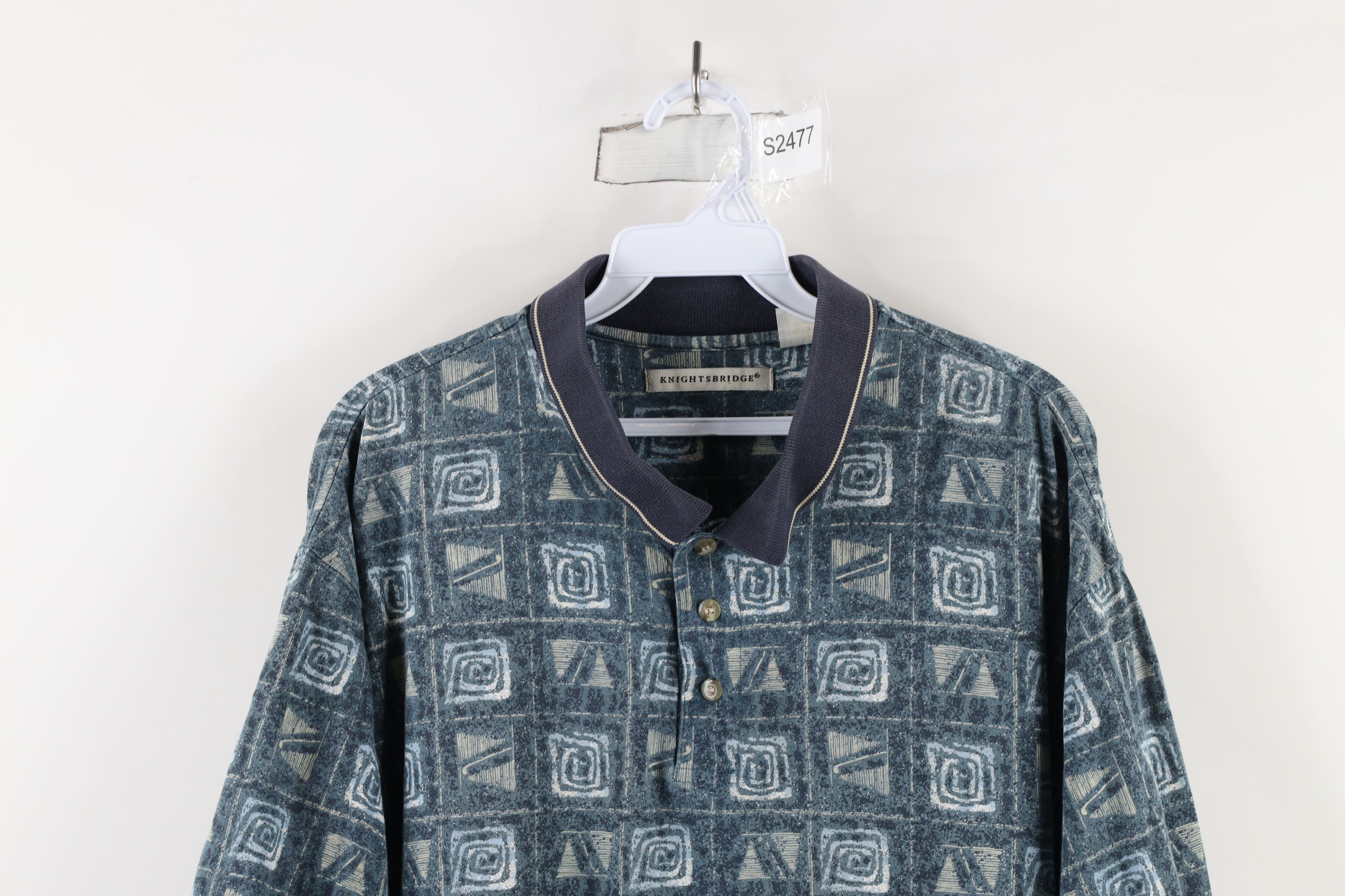 Vintage Vintage 90s Streetwear Geometric Collared Polo Shirt Size US XL / EU 56 / 4 - 2 Thumbnail