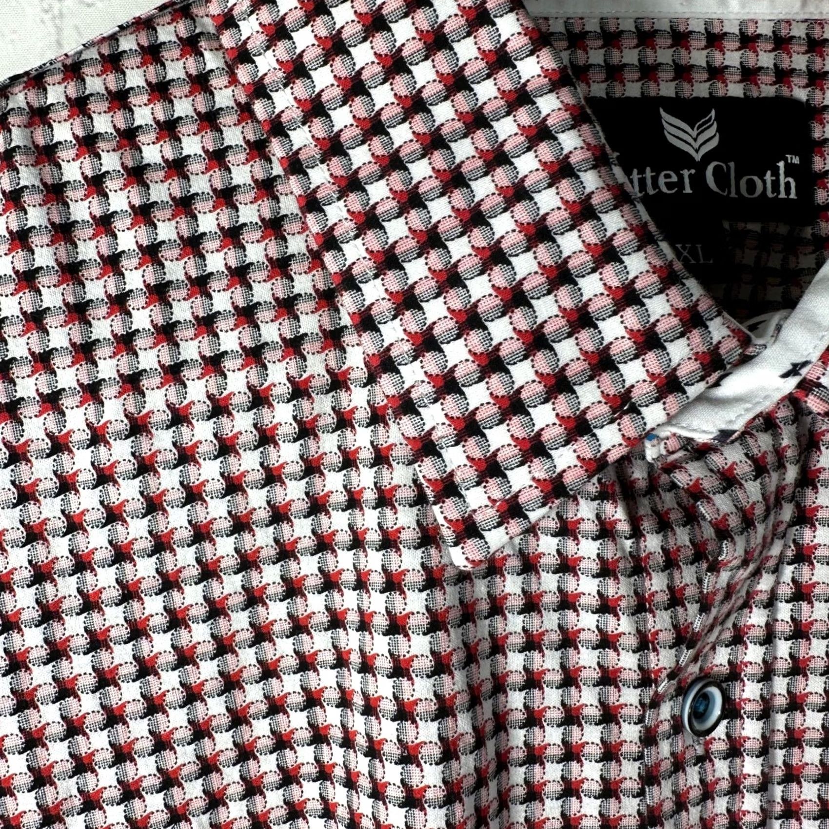 Buttero Butter Cloth Button-Up Shirt Geometric 100% Cotton Red Black Multicolor XL Mens Button Down Size US XL / EU 56 / 4 - 3 Thumbnail