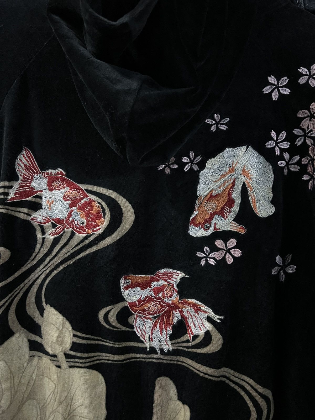 Japanese Brand VINTAGE KARAKURI TAMASHI KOI FISH EMBROIDERY HOODIE Size US M / EU 48-50 / 2 - 5 Thumbnail