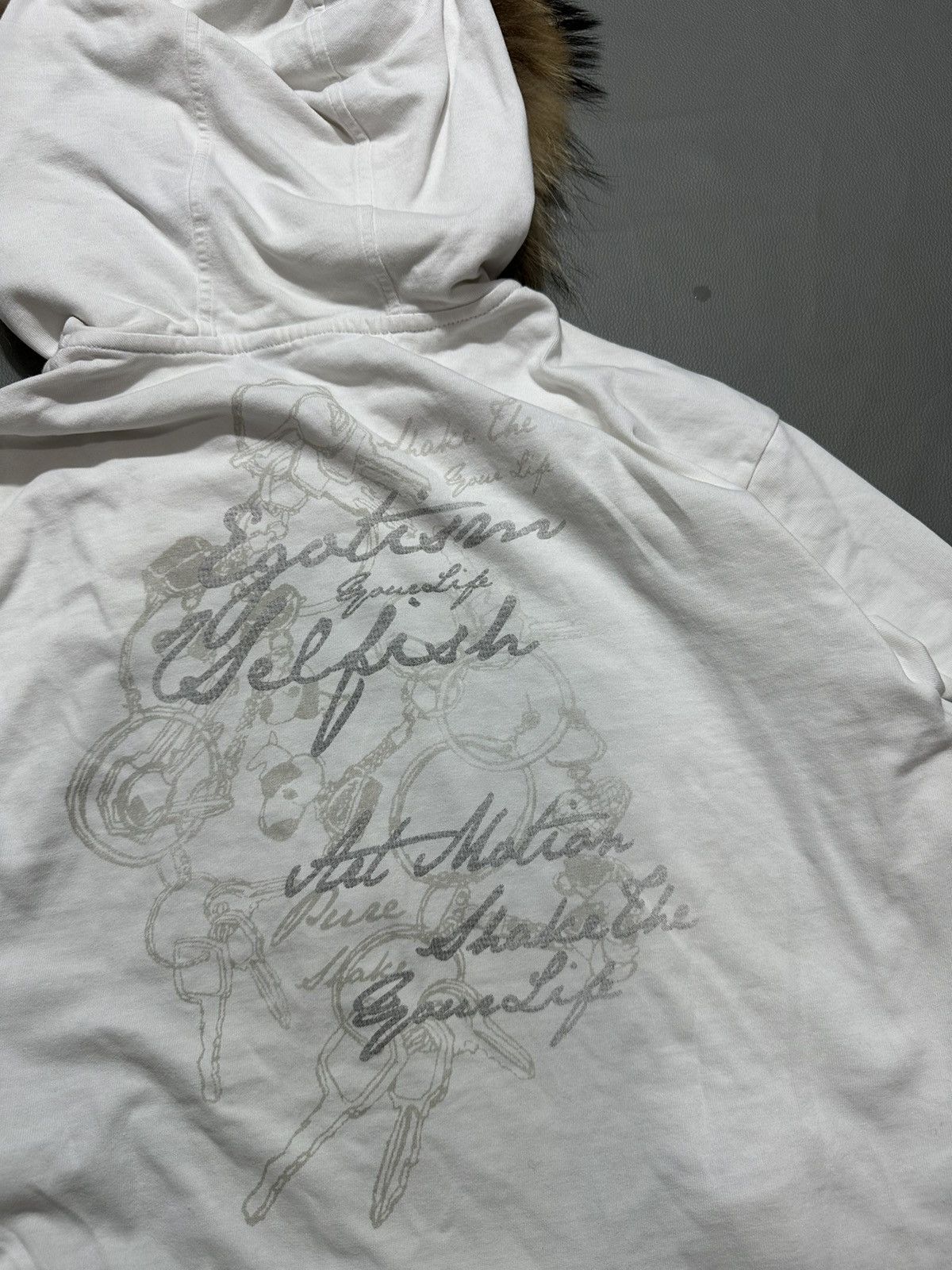 Beauty Beast VINTAGE CRAZY Y2K POEM JAPAN FUR ZIP HOODIE LGB STYLE Size US L / EU 52-54 / 3 - 8 Thumbnail