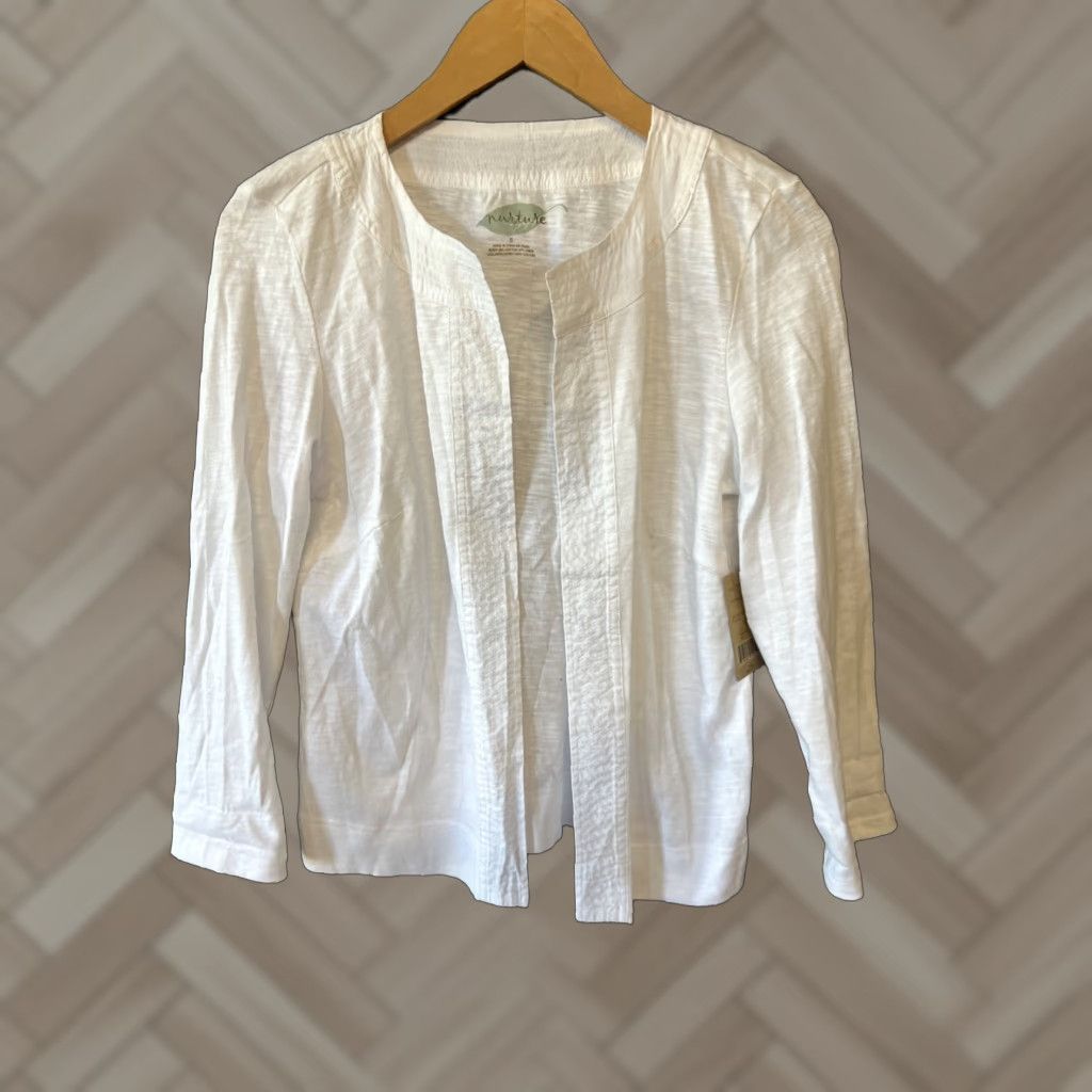 Vintage NWT Nurture Cardigan White Womens Small Cotton 100 Solid Sweater Cardigan - Women Mens? Size S / US 4 / IT 40 - 1 Thumbnail