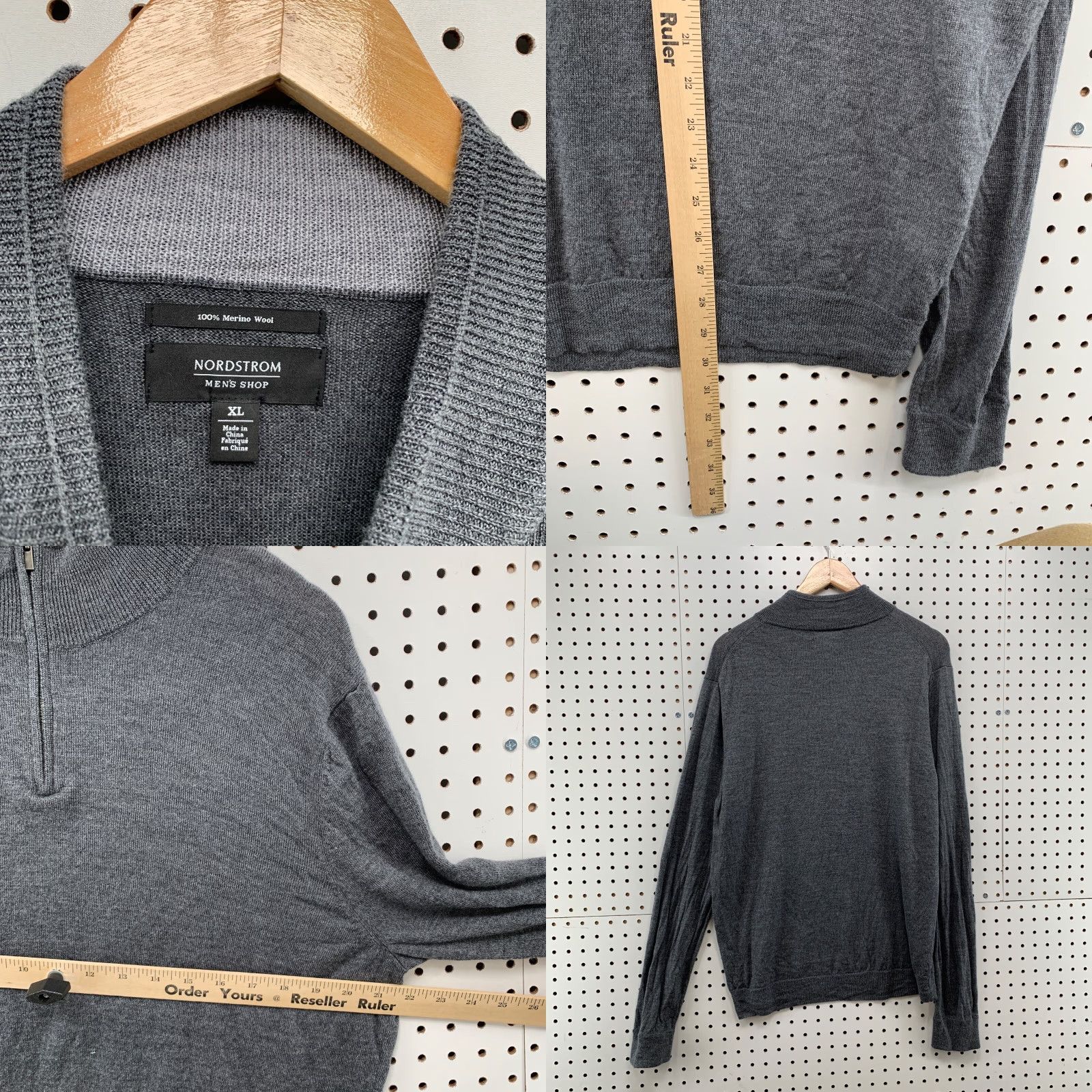 Nordstrom VINTAGE Nordstrom 100% Wool Sweater 1/4 Zip Pullover Mens XL Gray Lightweight Wool Dress Knit Pullover Mens XL Gray Size US XL / EU 56 / 4 - 8 Thumbnail