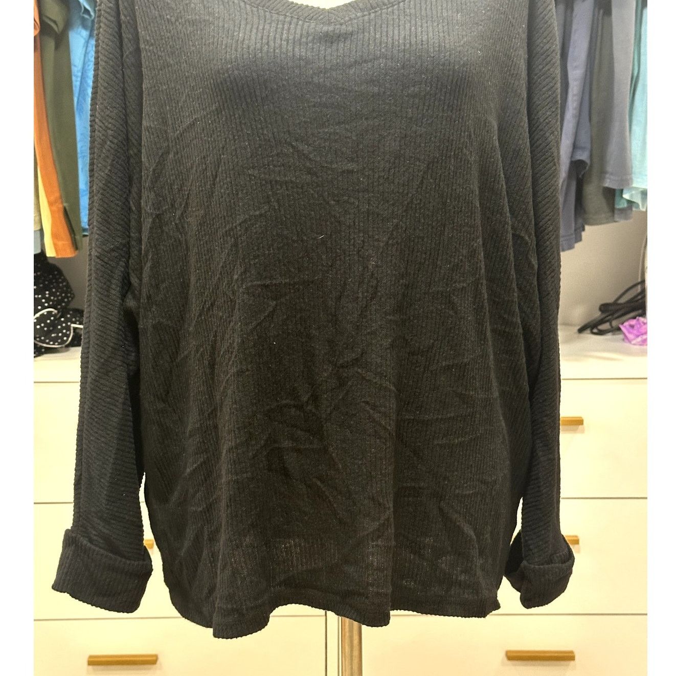 Other Caslon Women's Plus Black Long Sleeve Ribbed Sweater 2X NWOT Size XXL / US 16-18 / IT 52-54 - 3 Thumbnail