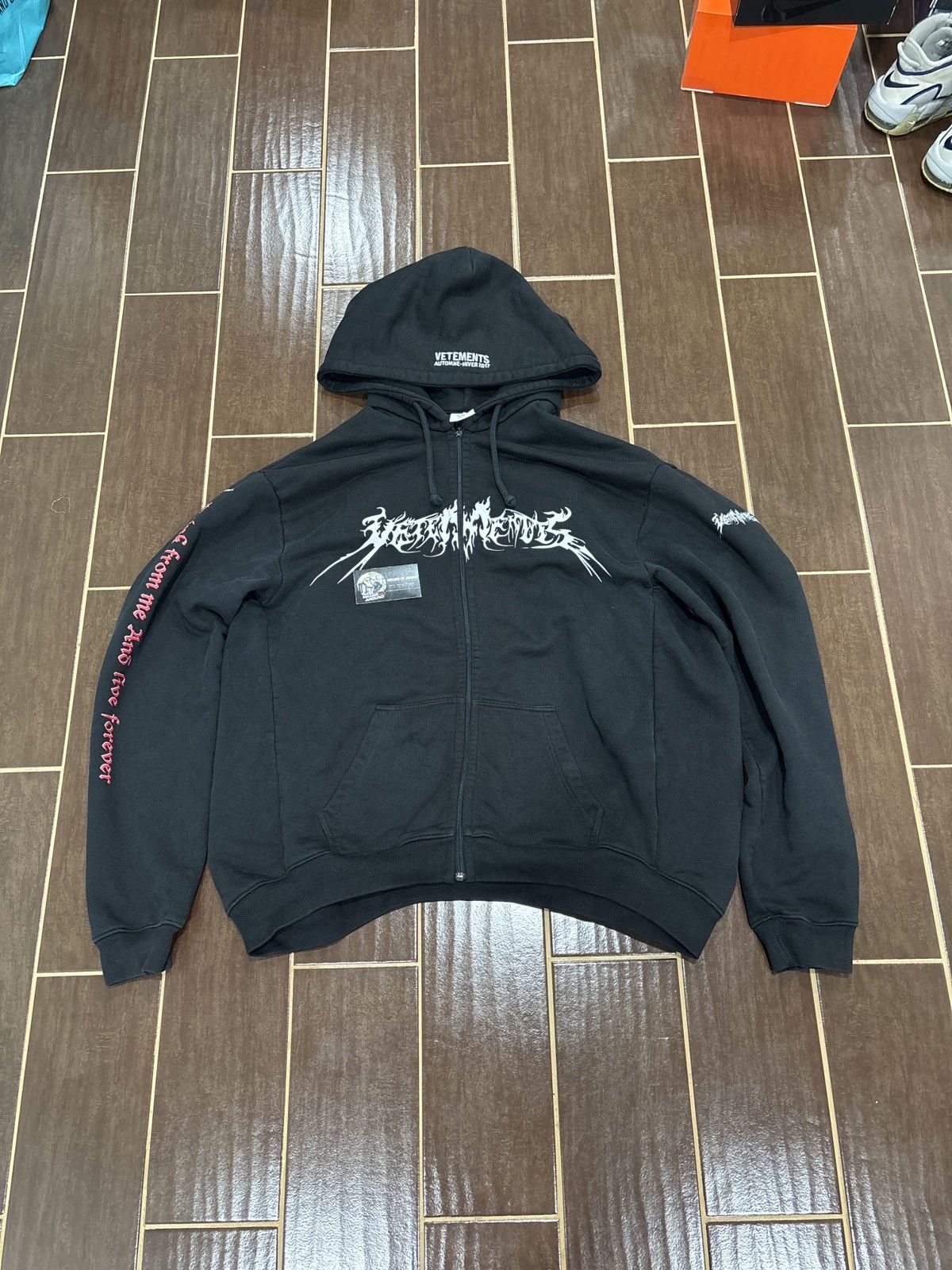 トップス VETEMENTS 17AW TFD ZIP UP Hoodie Vetements FW17 Oversized Total Fucking Darkness Zip Up Hoodie