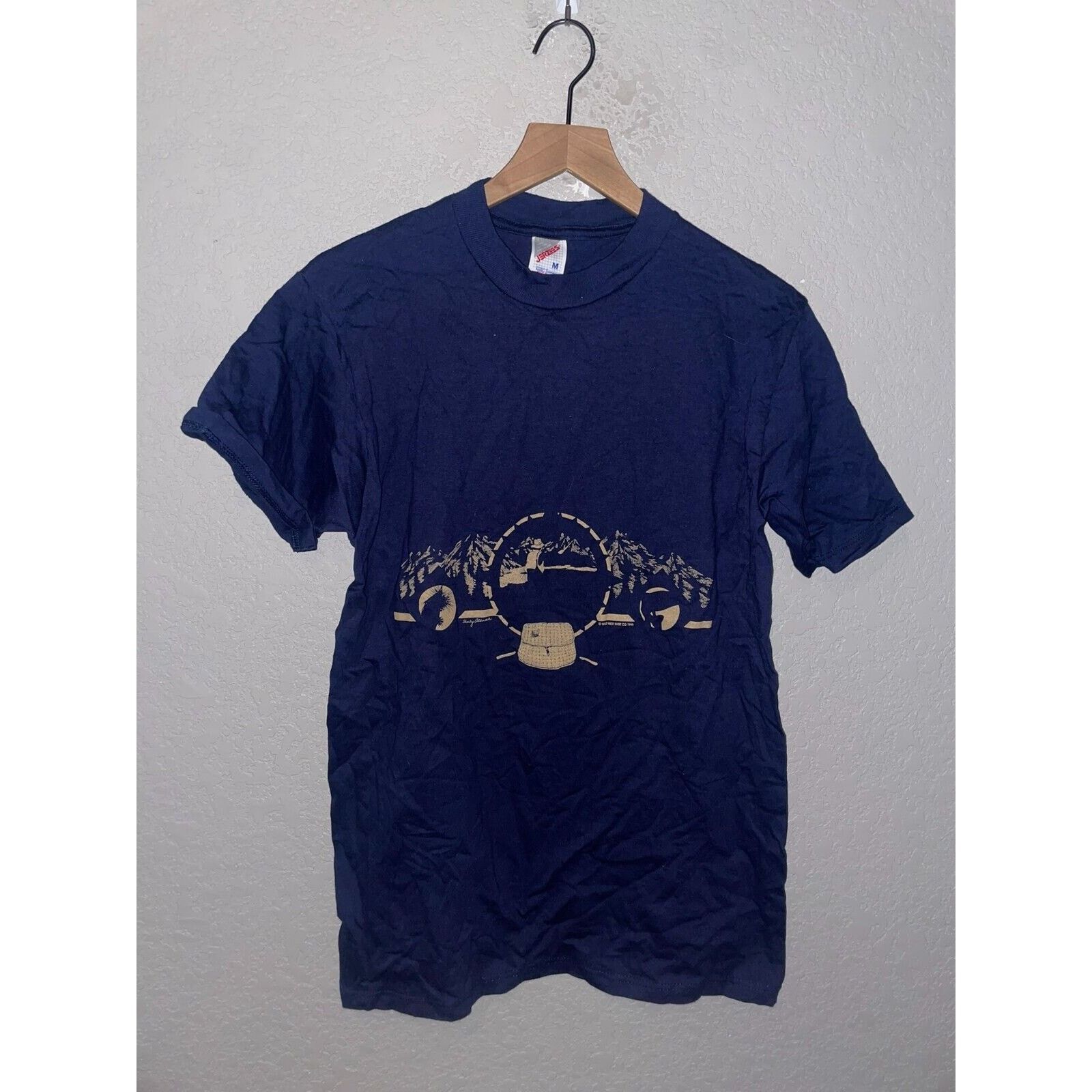 Jerzees Vintage Fishing Shirt Wild West Shirt Co Blue Tee VTG 90s M Size US M / EU 48-50 / 2 - 1 Thumbnail