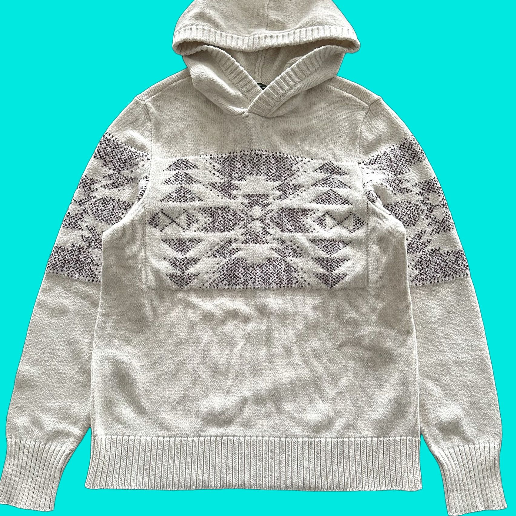 American Eagle Outfitters VINTAGE American Eagle Knit Sweater Mens M Pullover Hoodie Aztec Print Ivory Purple Size US M / EU 48-50 / 2 - 1 Thumbnail