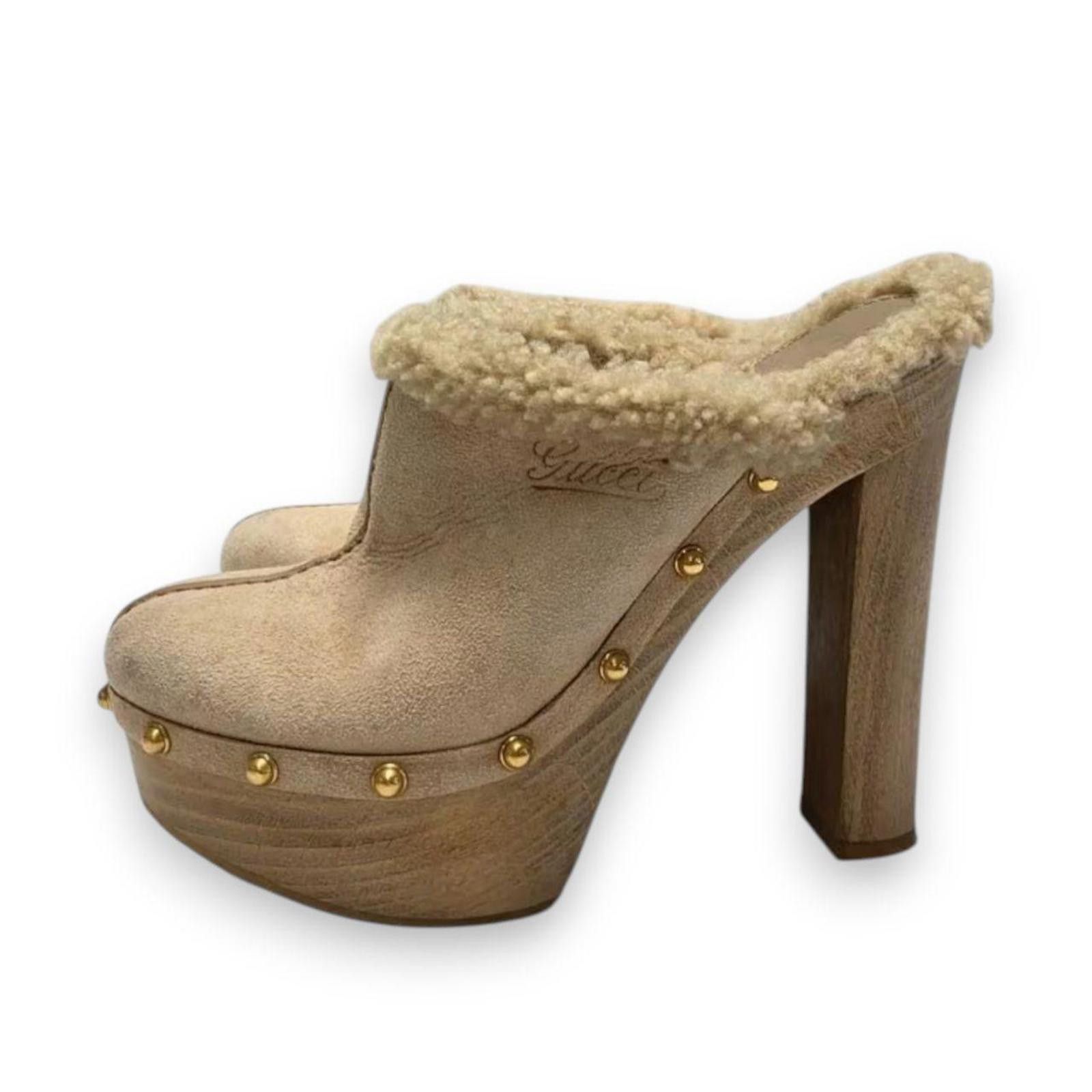 Gucci Gucci authentic rare shearling fur suede boots / clogs Size US 7 / IT 37 - 1 Thumbnail