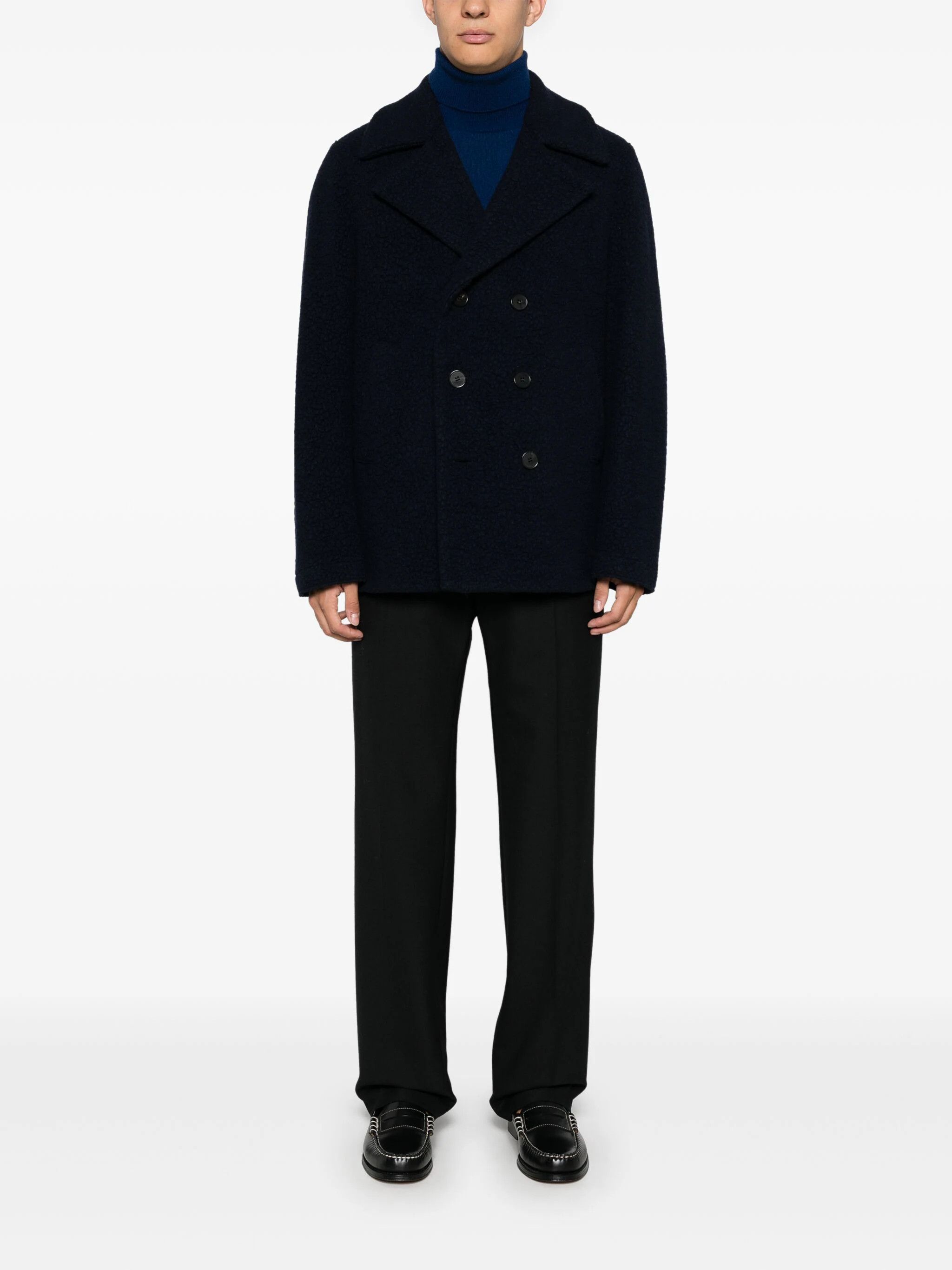 Harris Wharf London o1s22i1n1024 Double-Breasted Boucl Coat in Navy Blue Size US S / EU 44-46 / 1 - 2 Thumbnail