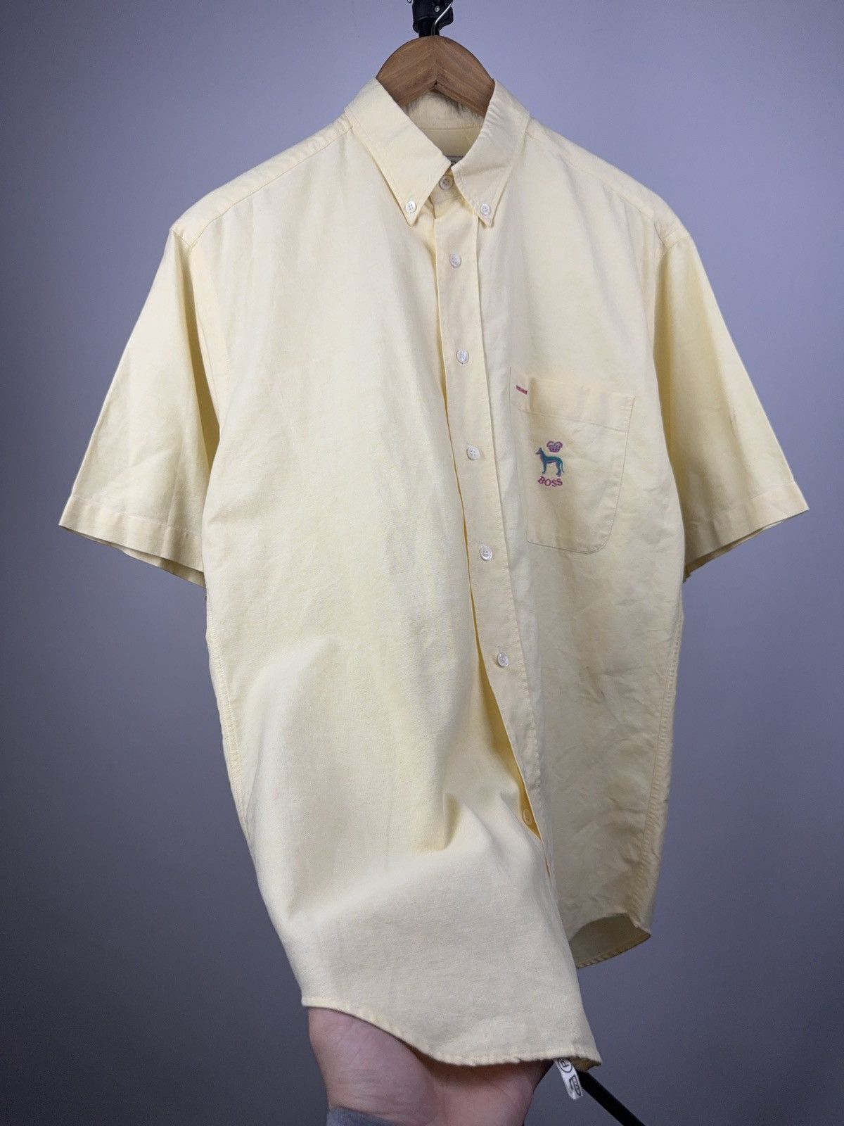 Hugo Boss Vintage 90s Hugo Boss Italy Dog Embroidered Button Shirt 🐾 Size US L / EU 52-54 / 3 - 3 Thumbnail