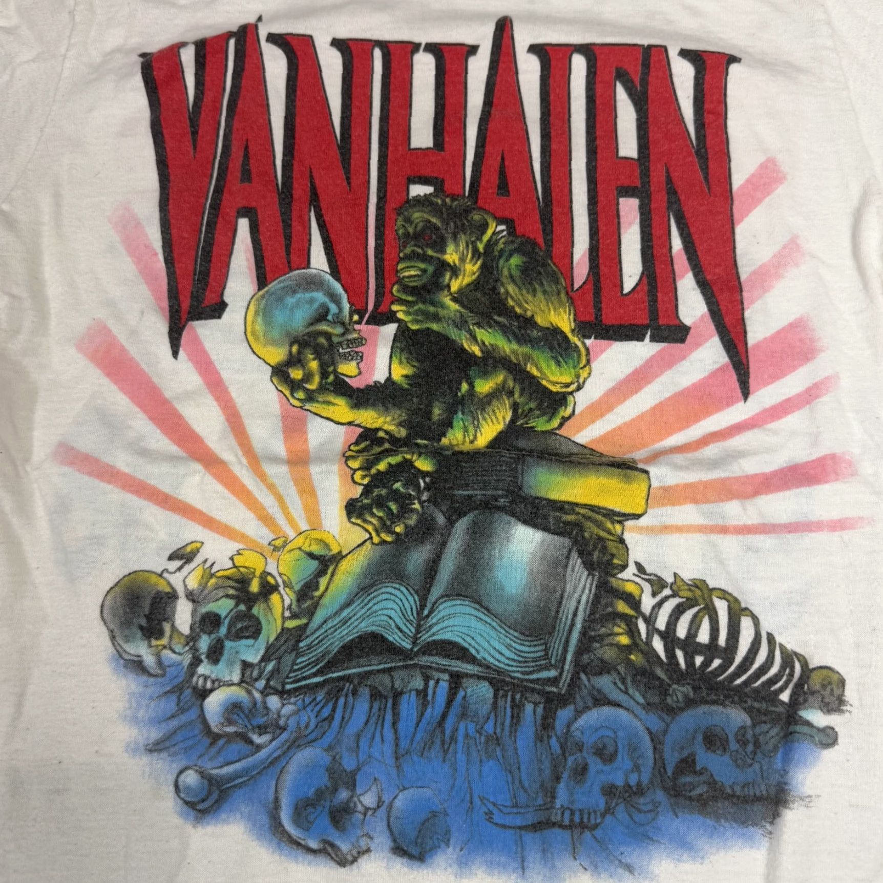 Vintage Van Halen 1988 Monsters of Rock Tour T Shirt Ape Graphics White Tag M womens XXS Size XXS / US 00 / IT 34 - 7 Thumbnail