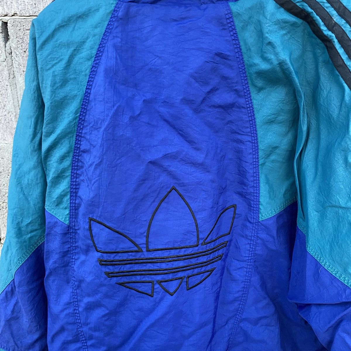 Vintage 80s Adidas Color Block Trefoil Puffer Jacket XL