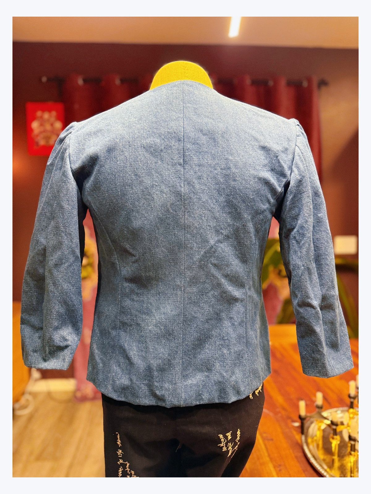 Other Chic Vintage-Style Denim Blazer with Ruffle Trim – Feminine Size M / US 6-8 / IT 42-44 - 8 Thumbnail