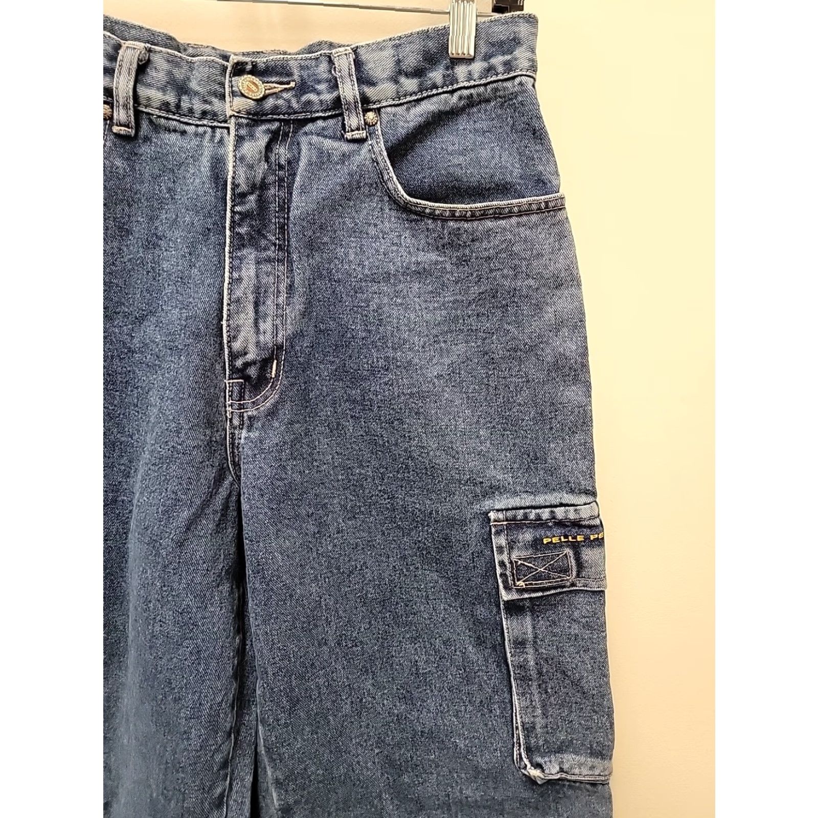 Pelle Pelle VINTAGE Pelle Pelle Jeans Mens 30 Blue Denim Cargo 90s Pocket Distressed 31x31 Regular Relaxed Cotton Denim Jeans Mens Size US 30 / EU 46 - 5 Thumbnail