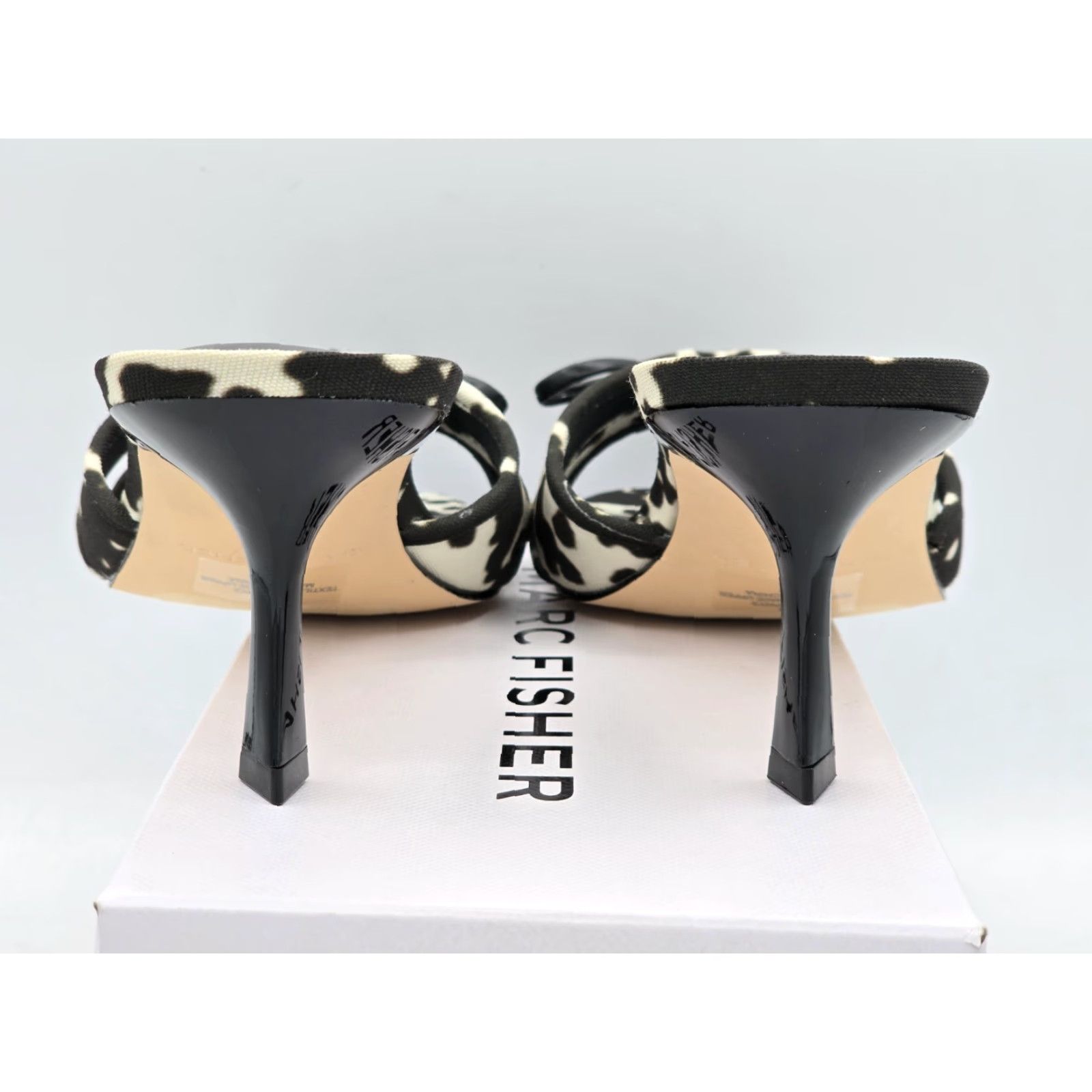 Marc Fisher Marc Fisher Delphy Sandal - Shoe White/Black Cow Print - Size 8M - Women - Faux Leather - Bow - Dress Sandals - 2-2.9 in Heel Size US 8 / IT 38 - 6 Thumbnail