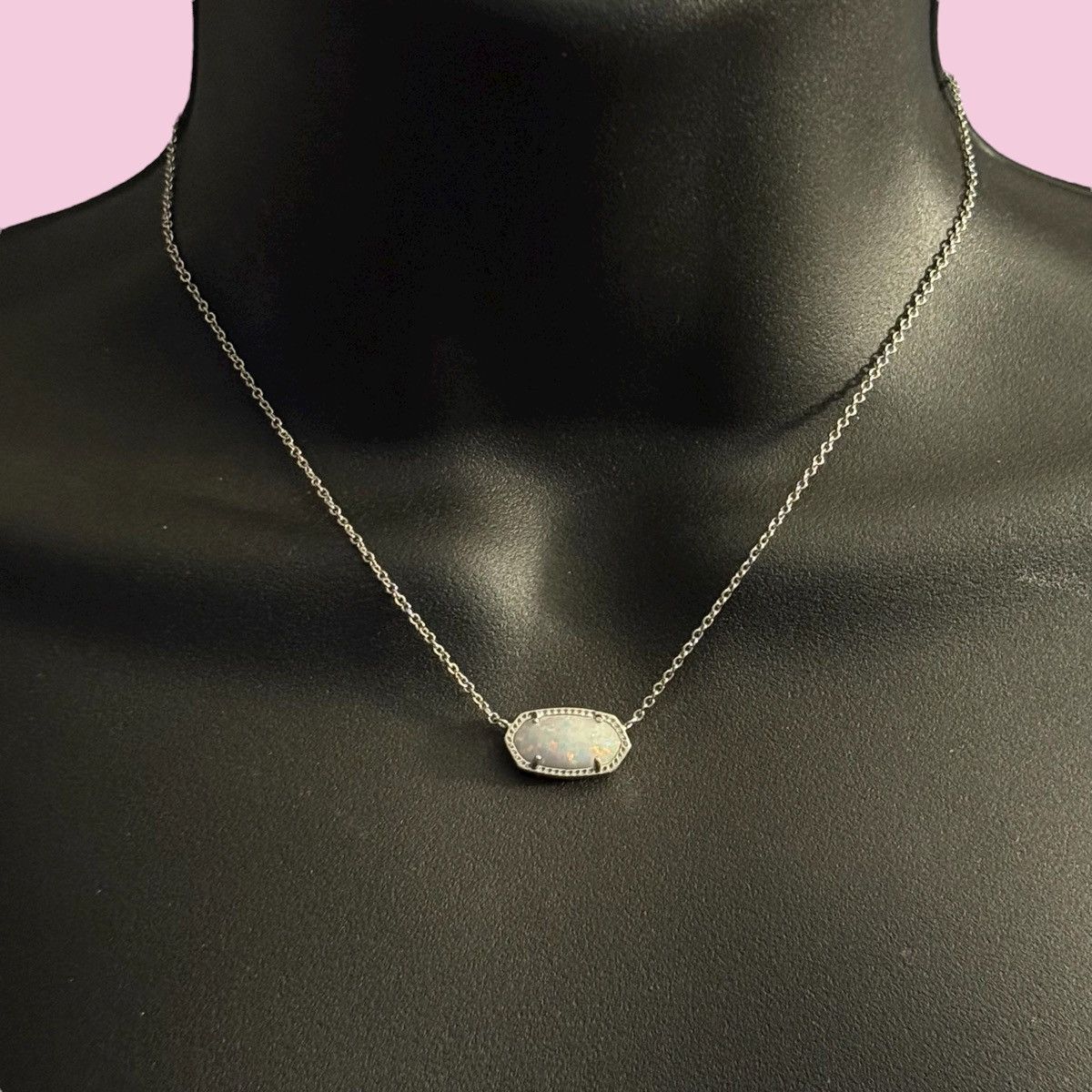 Kendra Scott Elisa silver lab grown opal necklace