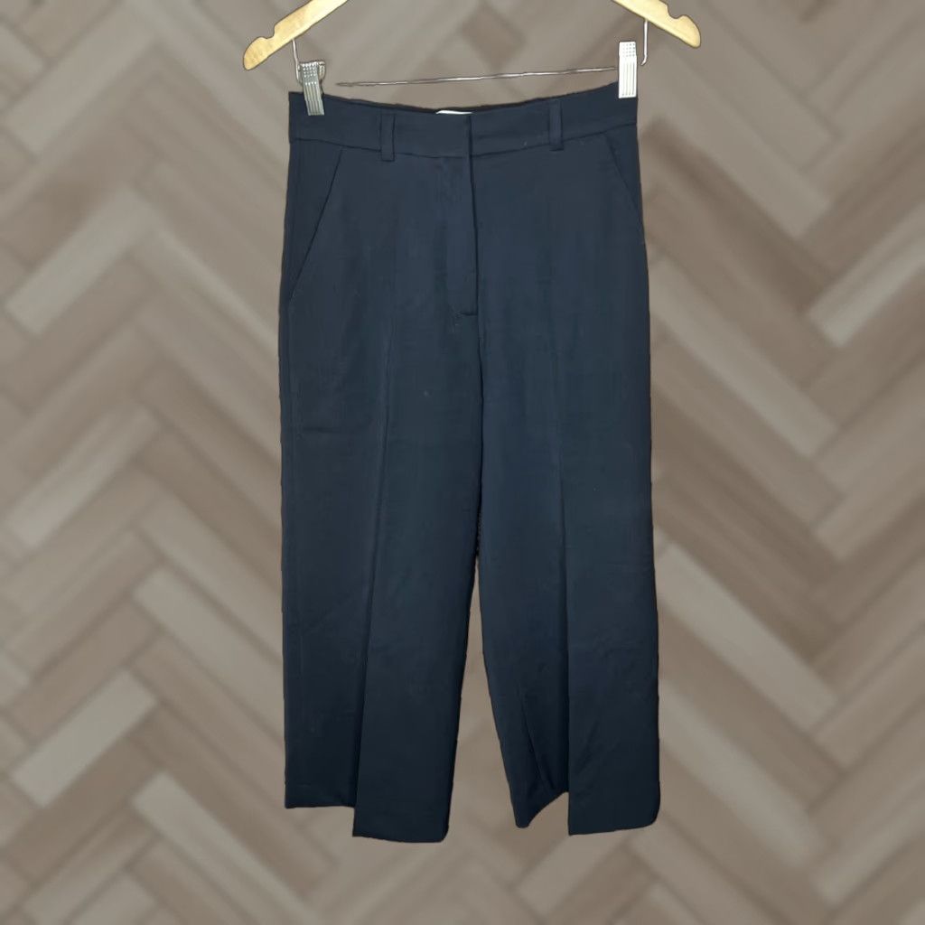Vintage The Fold London Wide-Leg Trousers Black Size 8 Womens Casual Career Pants Dress Pants Wide-Leg Men? No, keep. Size 30" / US 8 / IT 44 - 1 Thumbnail