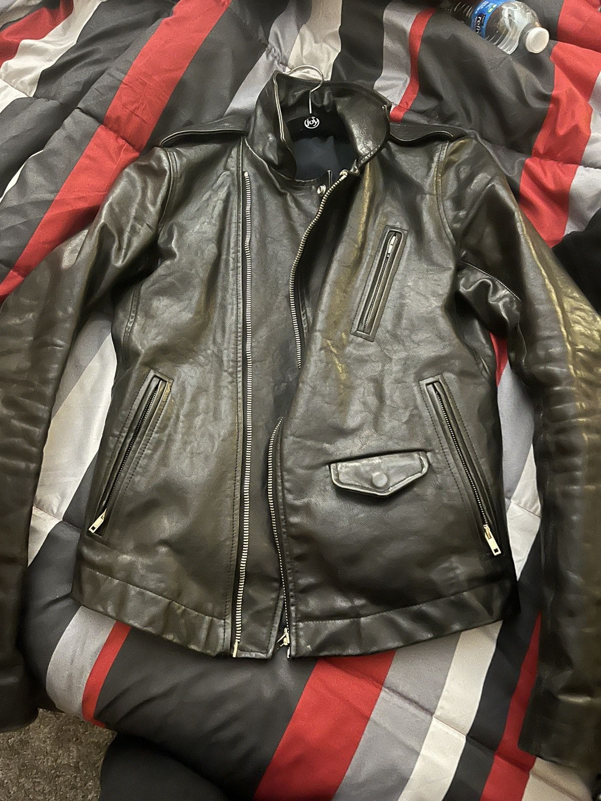 image of Rick Owens Stooges Heavy Calf Leather Jacket in Black, Men's (Size Small)