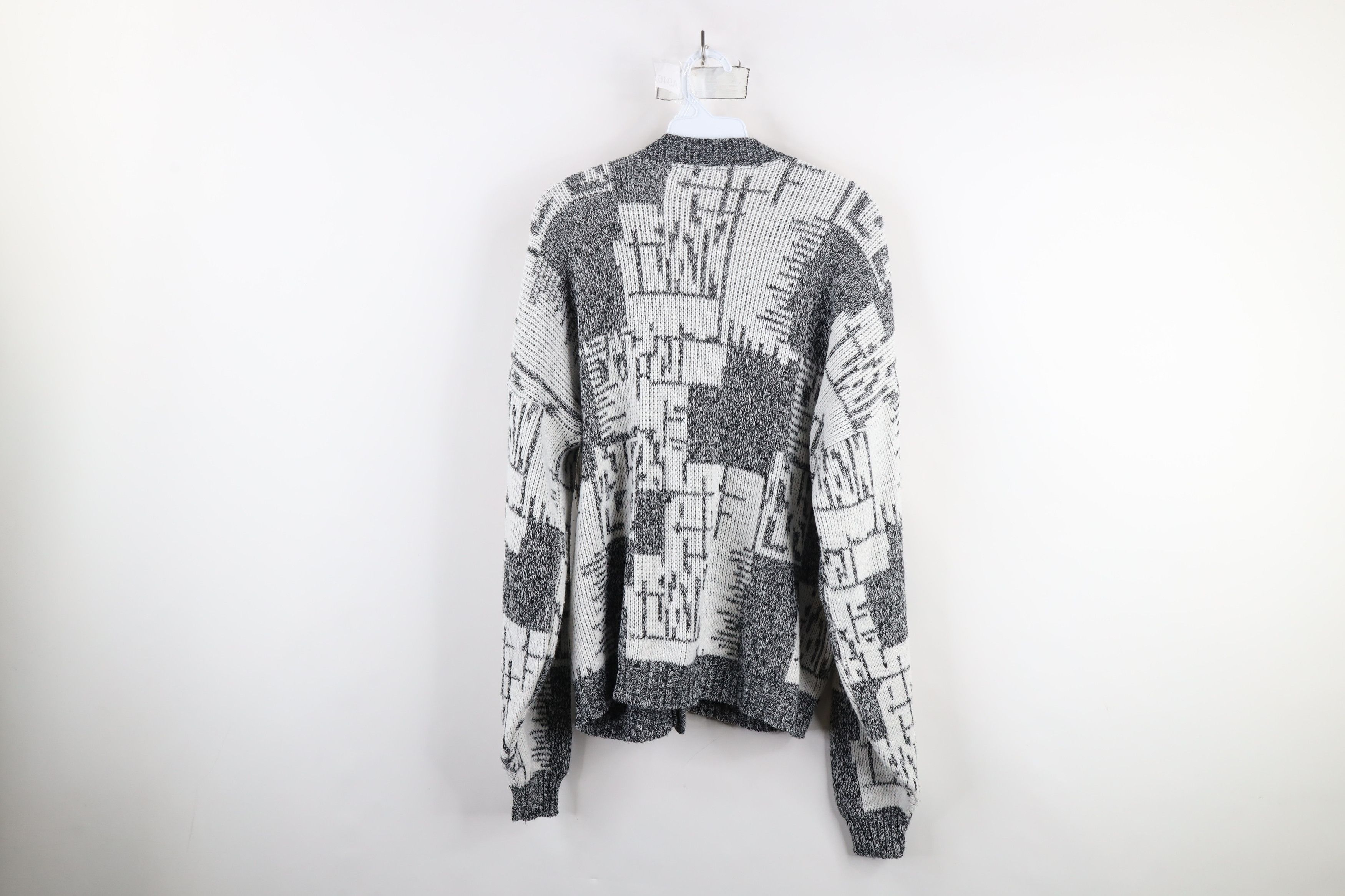 Vintage Vintage 90s Streetwear Geometric Knit Cardigan Sweater USA Size US XL / EU 56 / 4 - 9 Thumbnail
