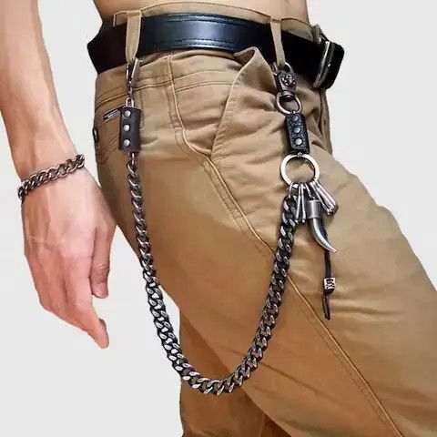 Jewelry Hip hop punk horns skull metal casual wild pants chain Size ONE SIZE - 4 Thumbnail