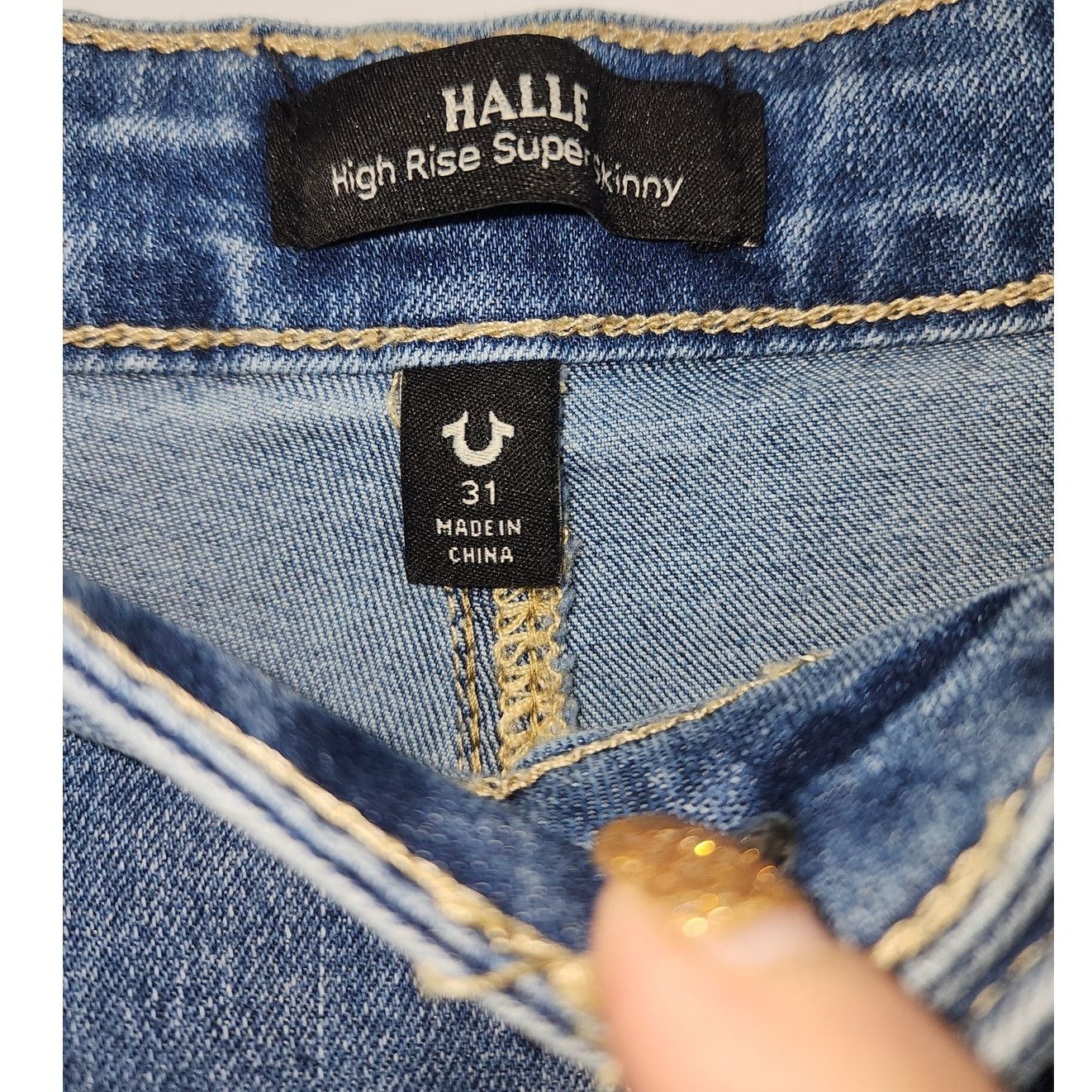 True Religion Halle Skinny Jeans Med Cloudless Wash Size 31
