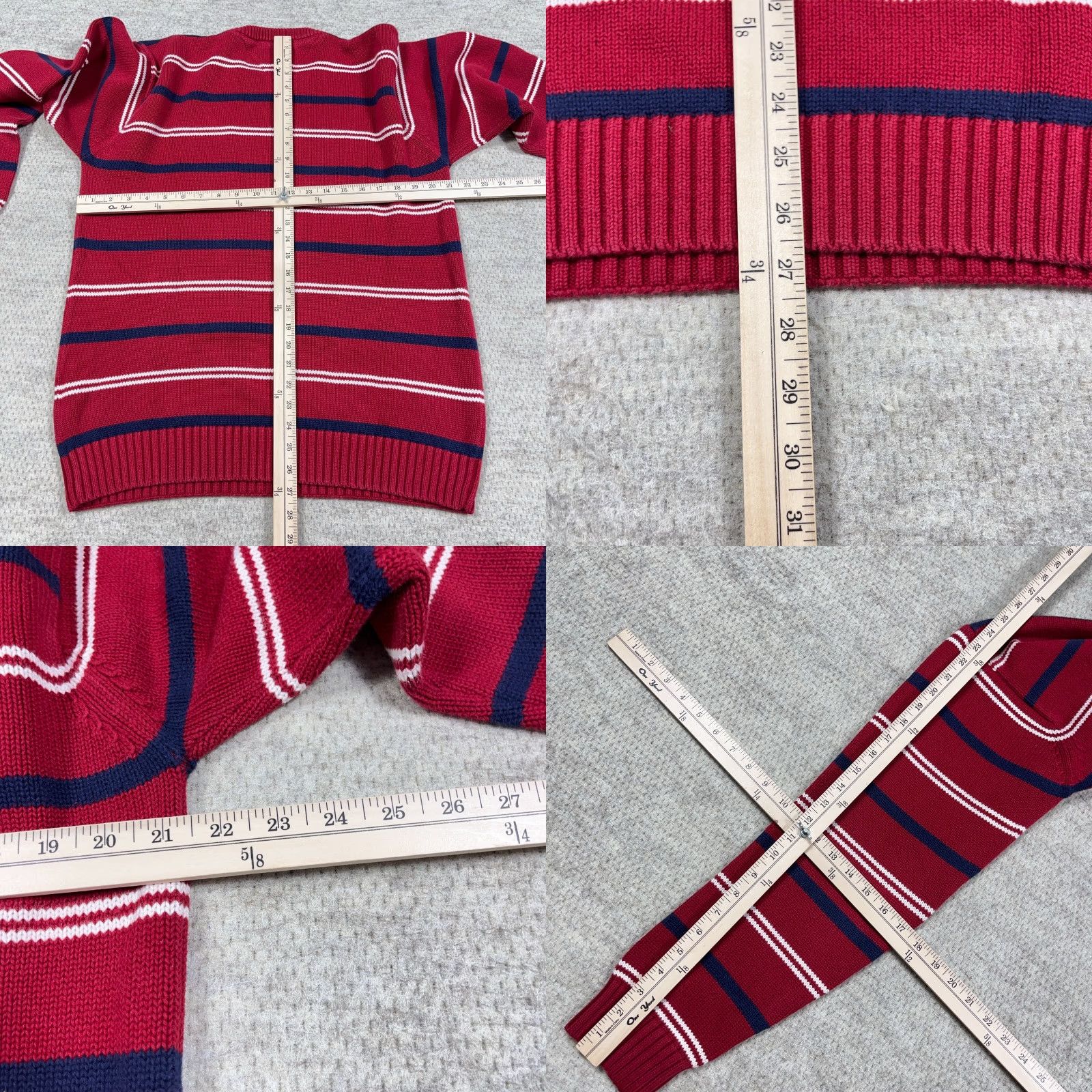 Tommy Hilfiger VINTAGE Tommy Hilfiger Sweater Men M Red Striped Heavy Knit Pullover Crew Neck 90s Modern Classic Mens Size US M / EU 48-50 / 2 - 8 Thumbnail