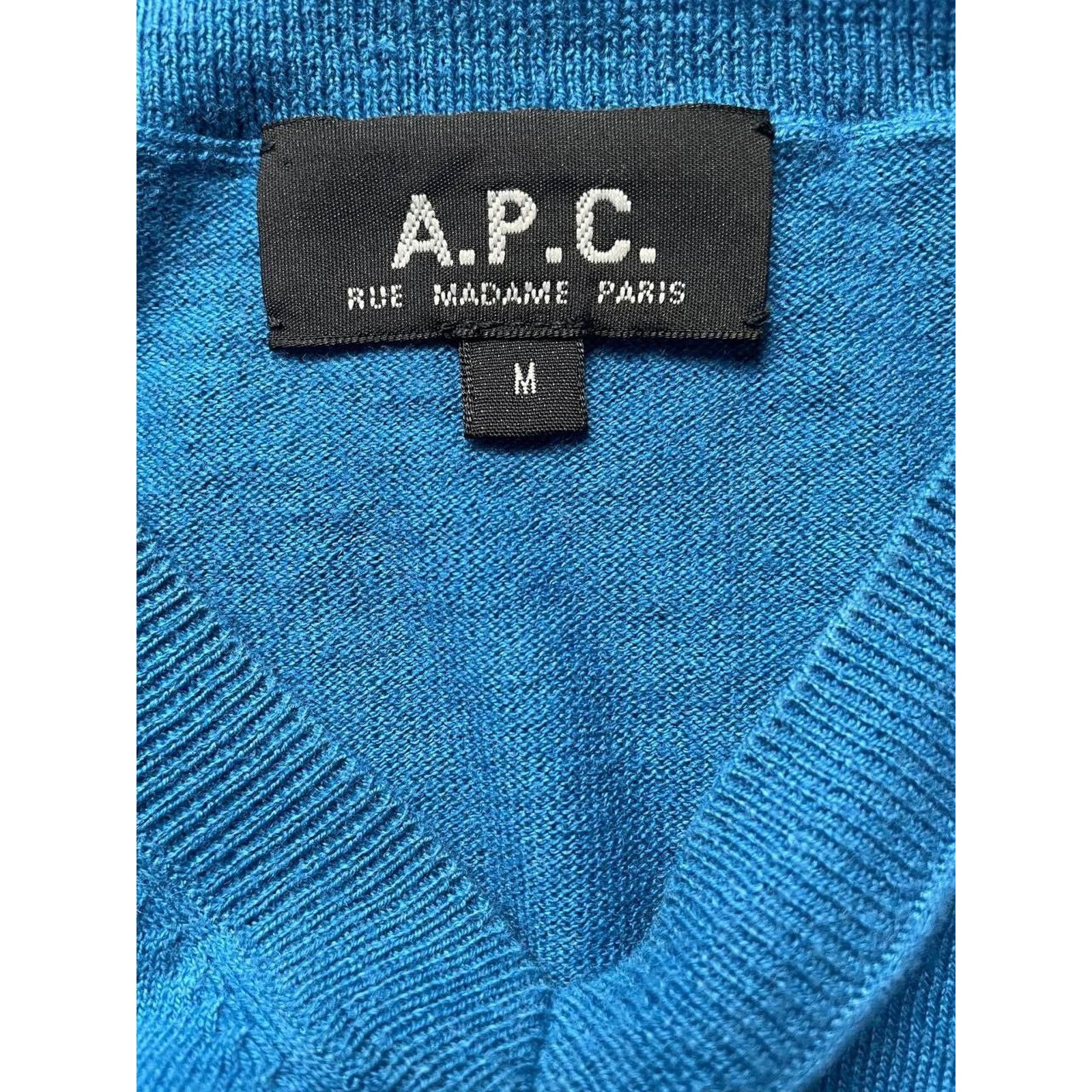 A.P.C. × Vintage A.P.C. Blue V-Neck Sweater Men’s Size M Cotton Cashmere Knit Size US M / EU 48-50 / 2 - 6 Thumbnail