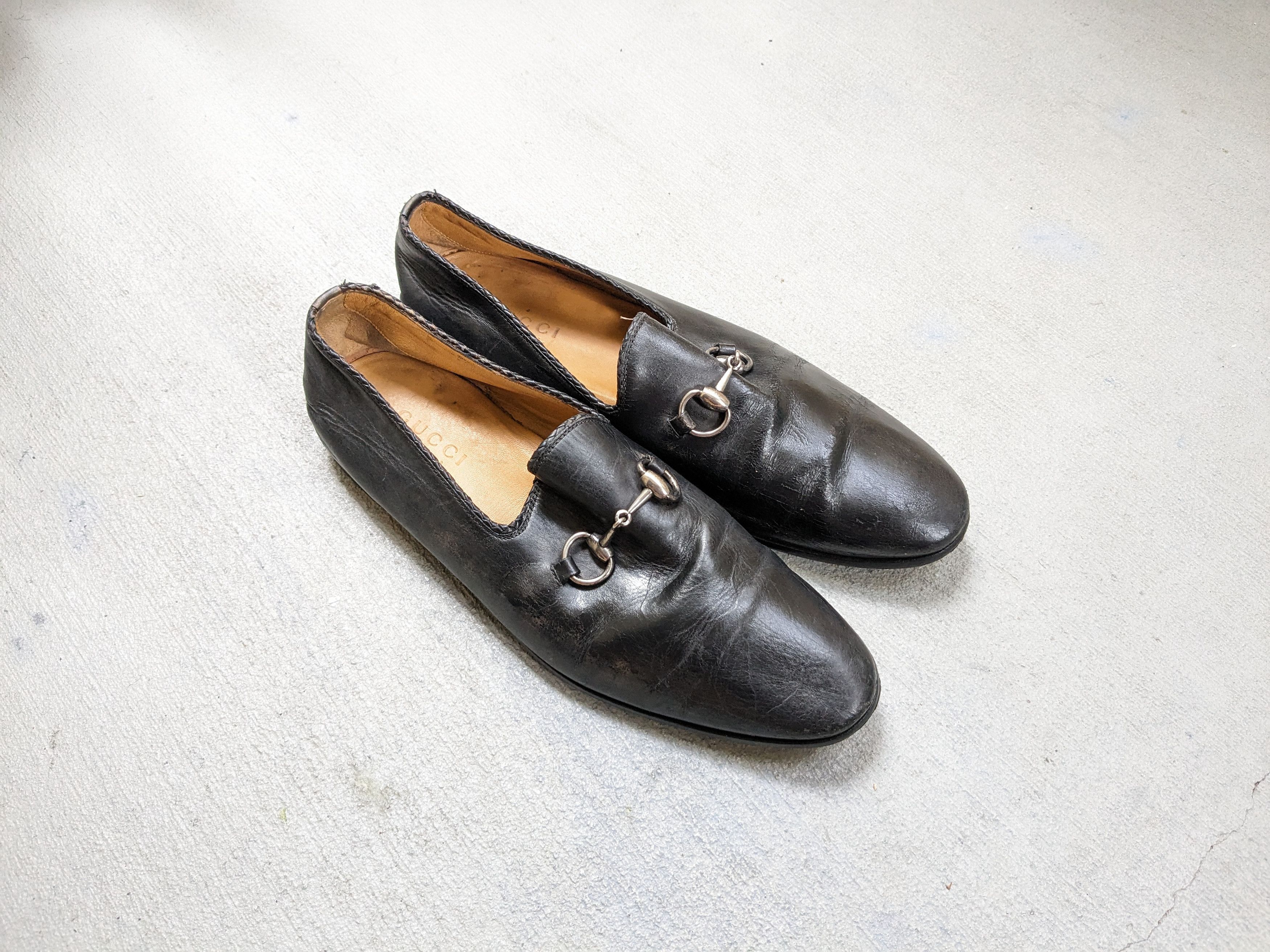 Gucci Horsebit Loafers Black Size 8.5 Leather Buckle Slip On