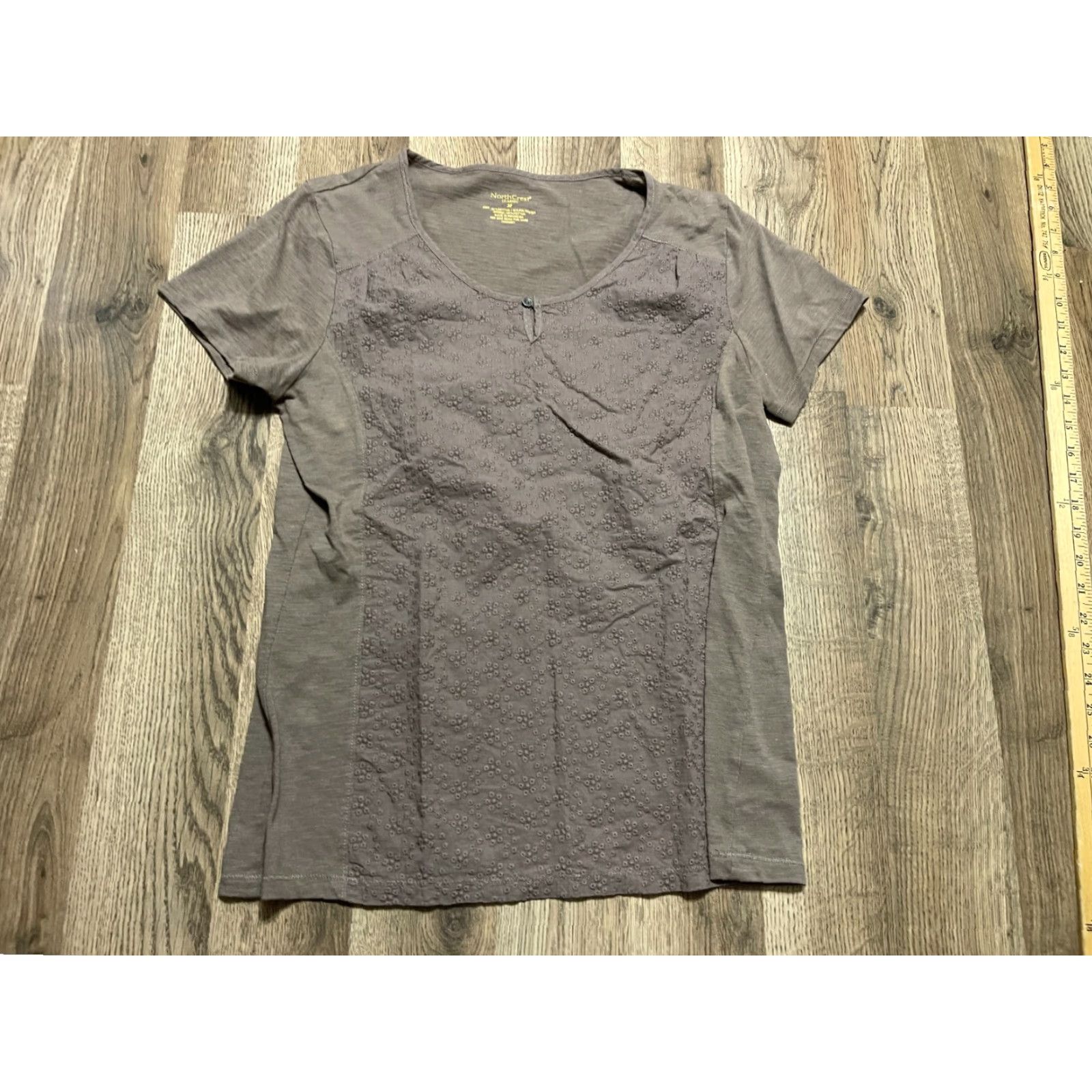 Vintage NorthCrest Shirt Women’s Medium Brown Short Sleeve Scoop Neck Pullover Casual Regular Size M / US 6-8 / IT 42-44 - 2 Thumbnail