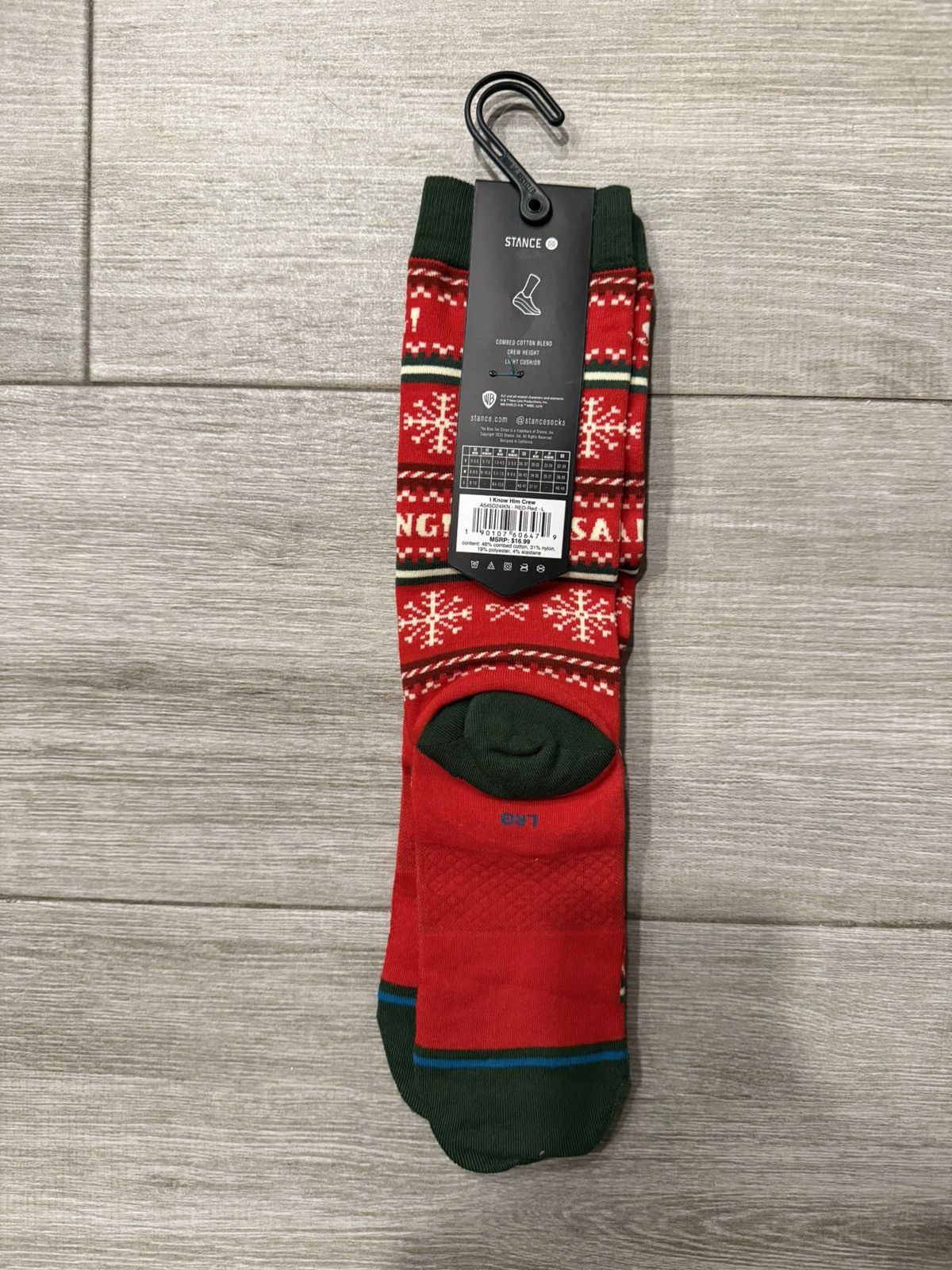 Stance Socks Stance x Elf I Know Him Red Crew Socks Size L Large New Size ONE SIZE - 3 Thumbnail