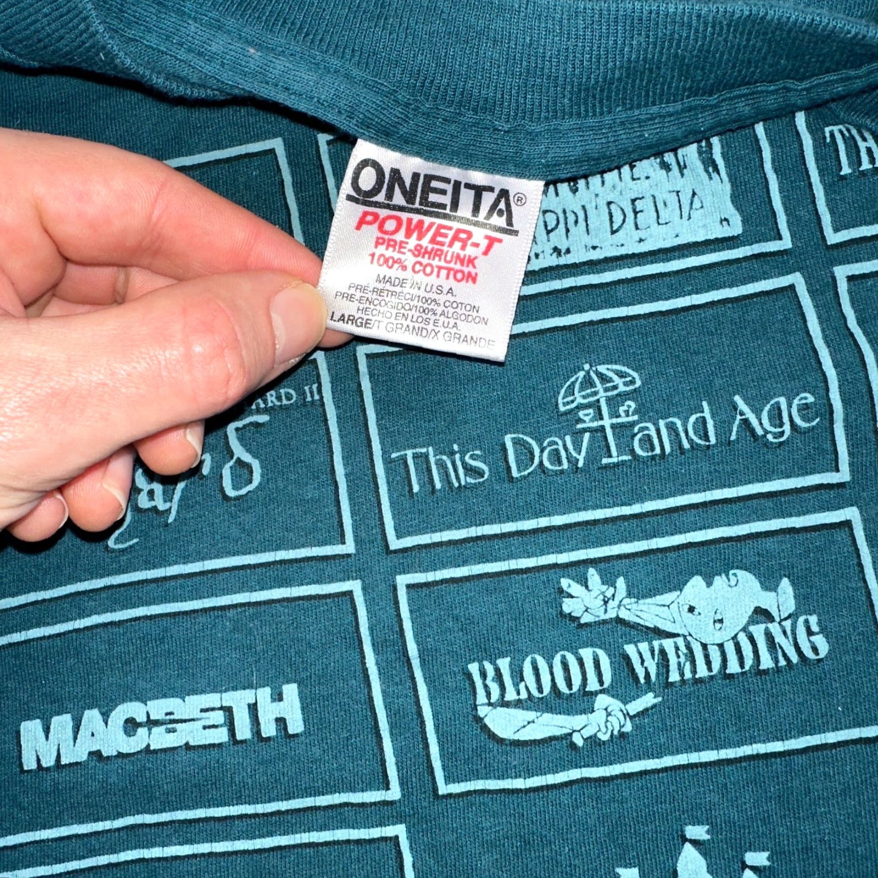 Vintage VINTAGE Oneita Hamlet T Shirt 90s Oregon VTG Crew Neck Short Sleeve Green Mens L Graphic Print Festival Size US L / EU 52-54 / 3 - 3 Thumbnail